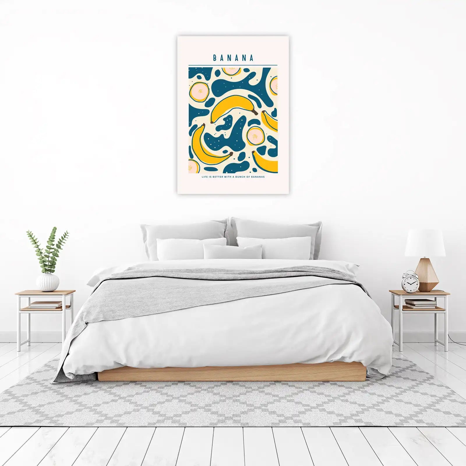 Fun Banana Pattern Wall Art - Modern Kitchen Art