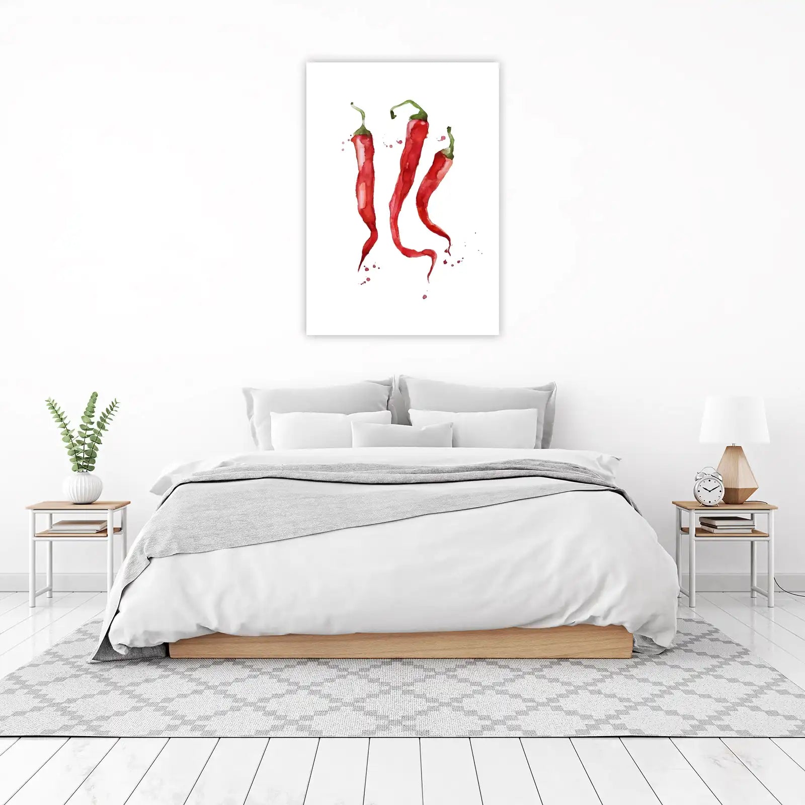 Spicy Flair Watercolor Chili Peppers Wall Art
