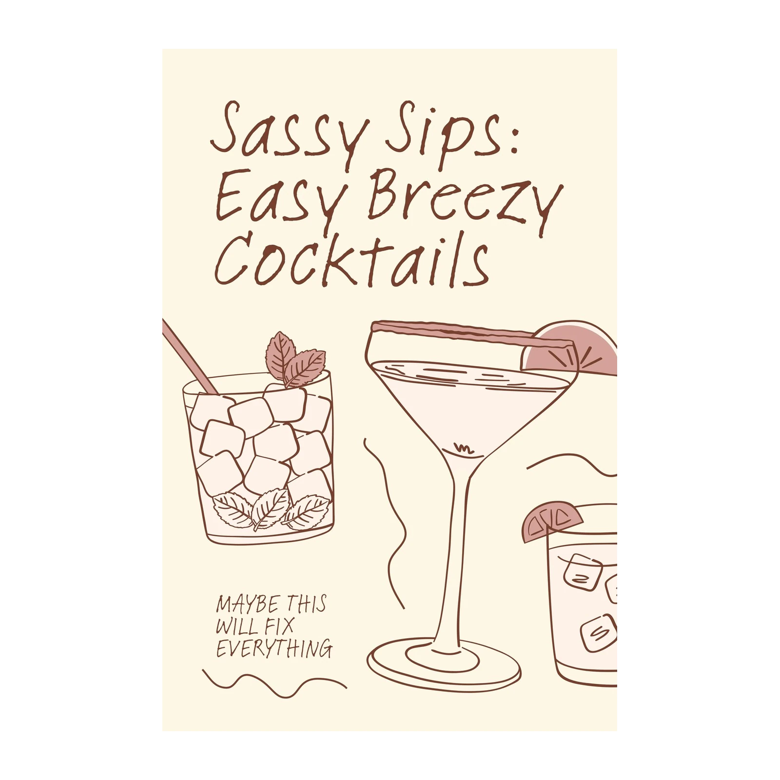 Sassy Sips Easy Breezy Cocktails Wall Art