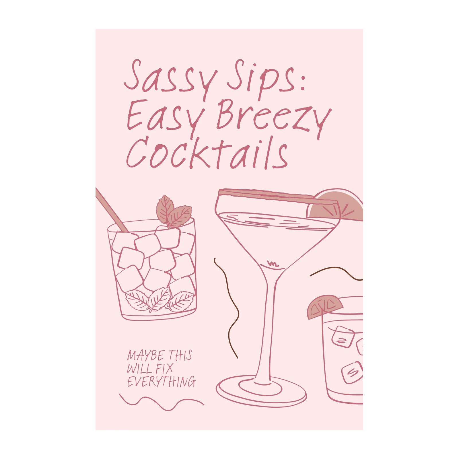 Sassy Sips Cocktail Art Wall Art