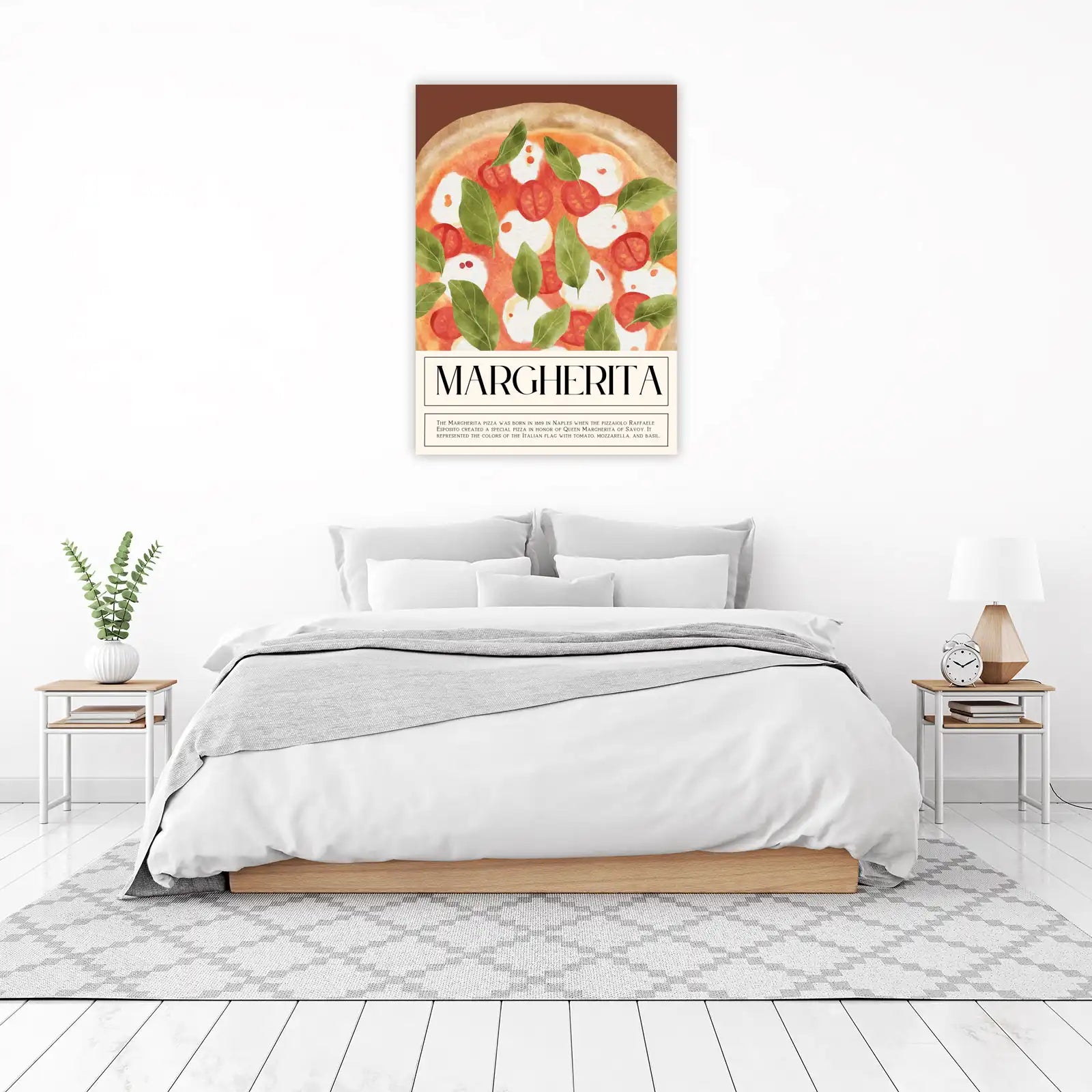 Margherita Pizza Watercolor Wall Art