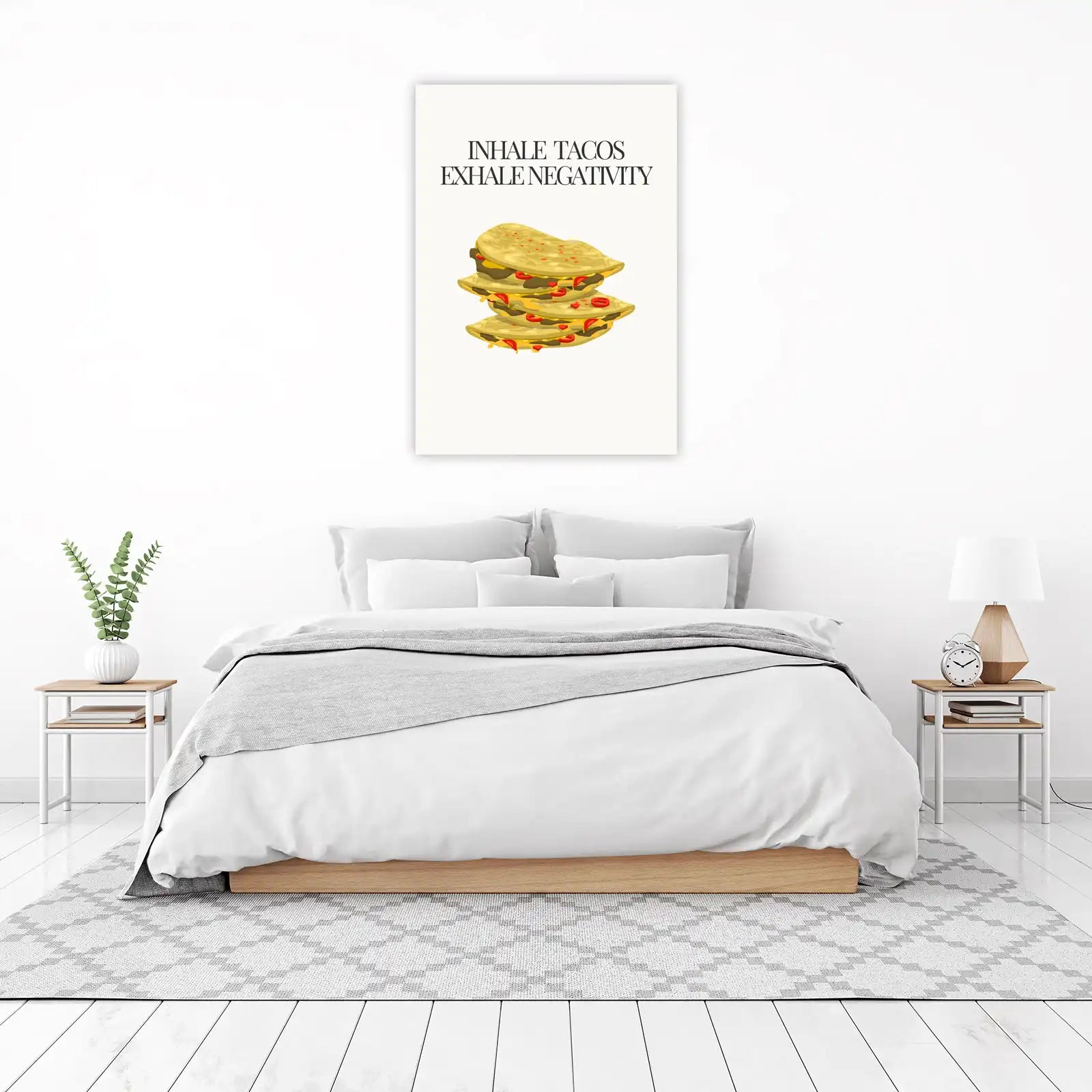 Inhale Tacos Exhale Negativity Funny Taco Wall Art