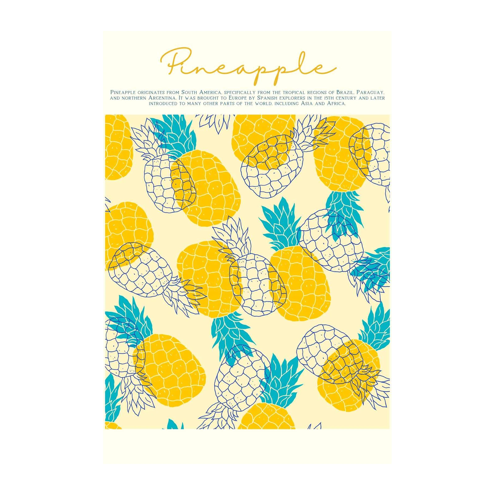 Vibrant Pineapple Pattern Wall Art