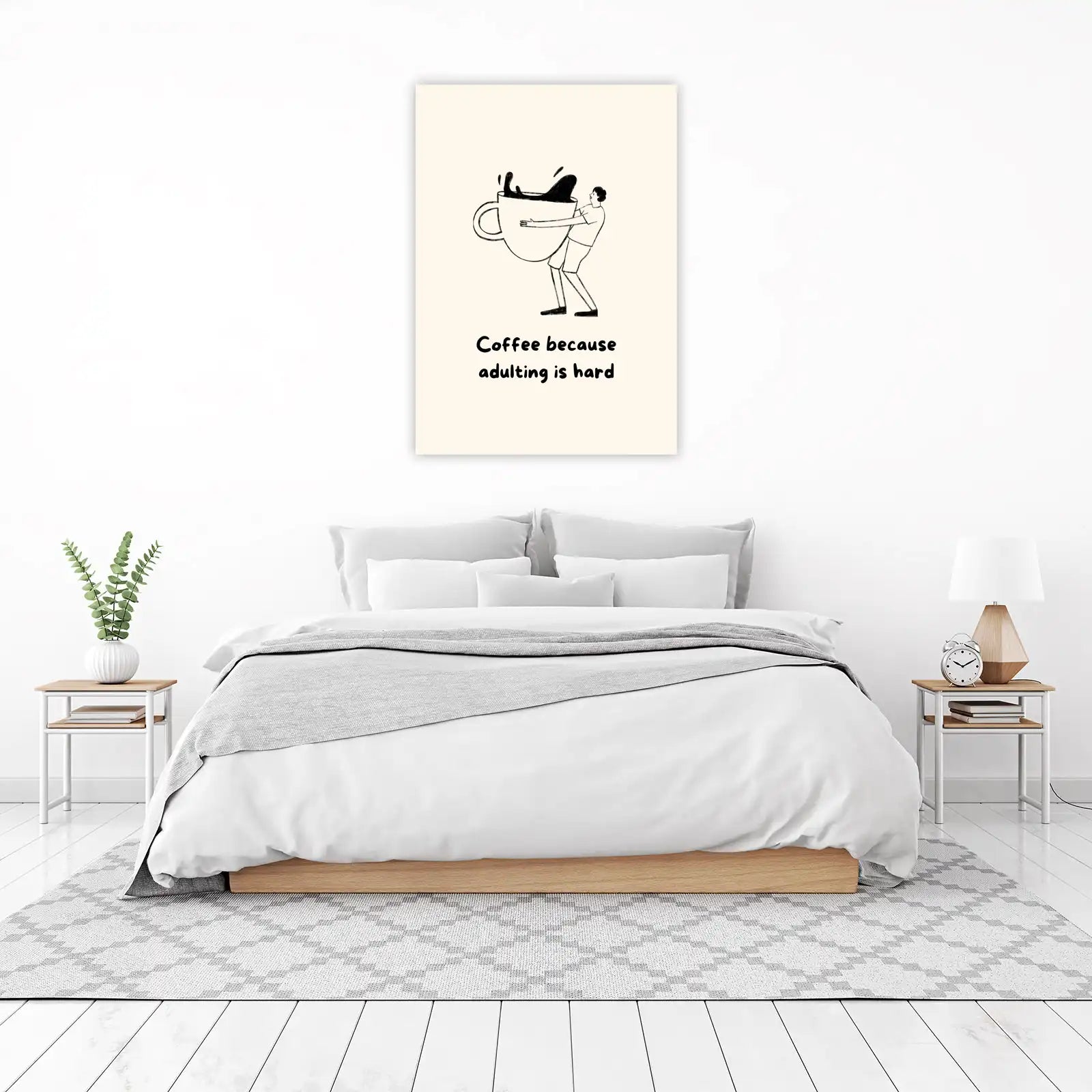 Adulting is Hard Coffee Quote Wall Art