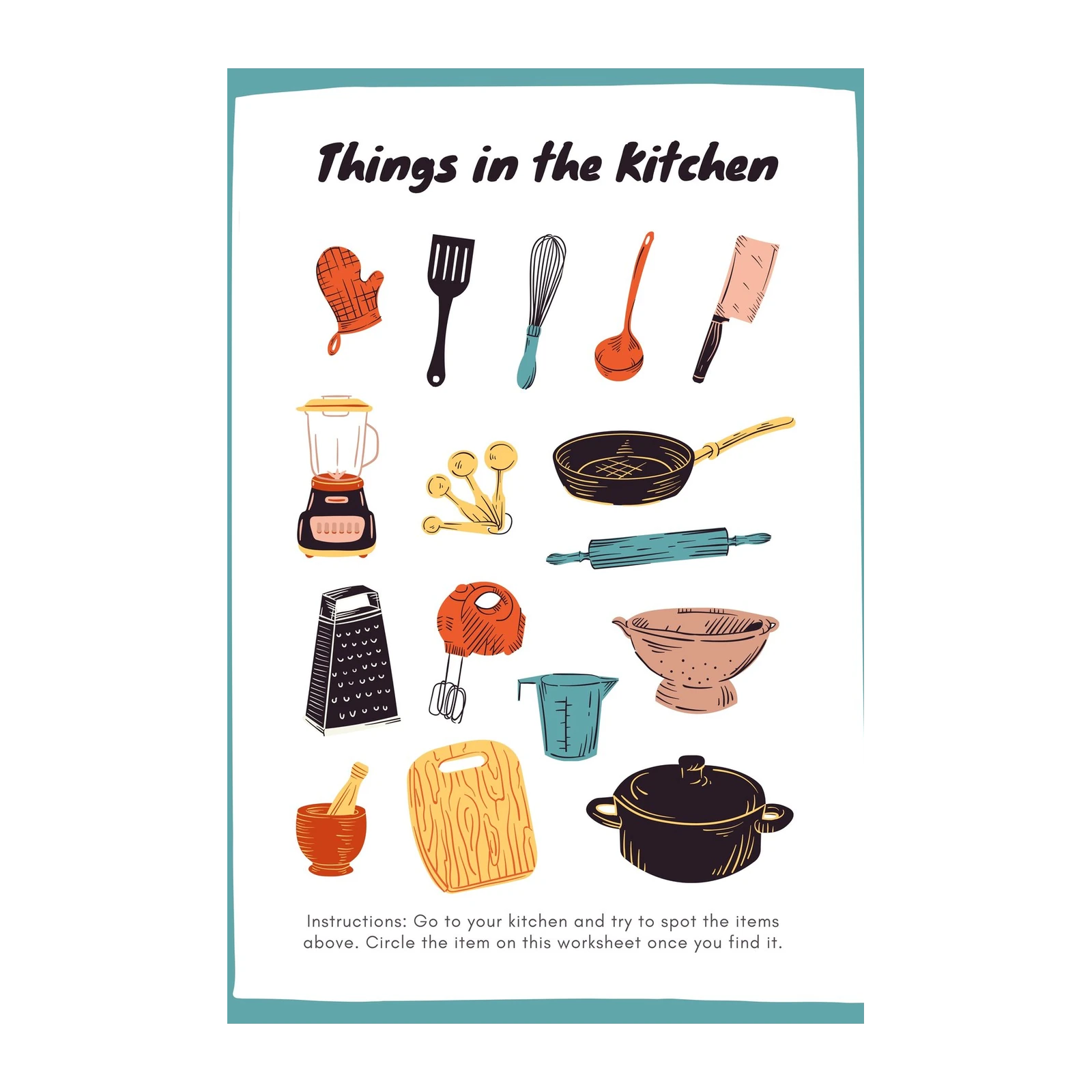 Playful Kitchen Utensils Collection Wall Art