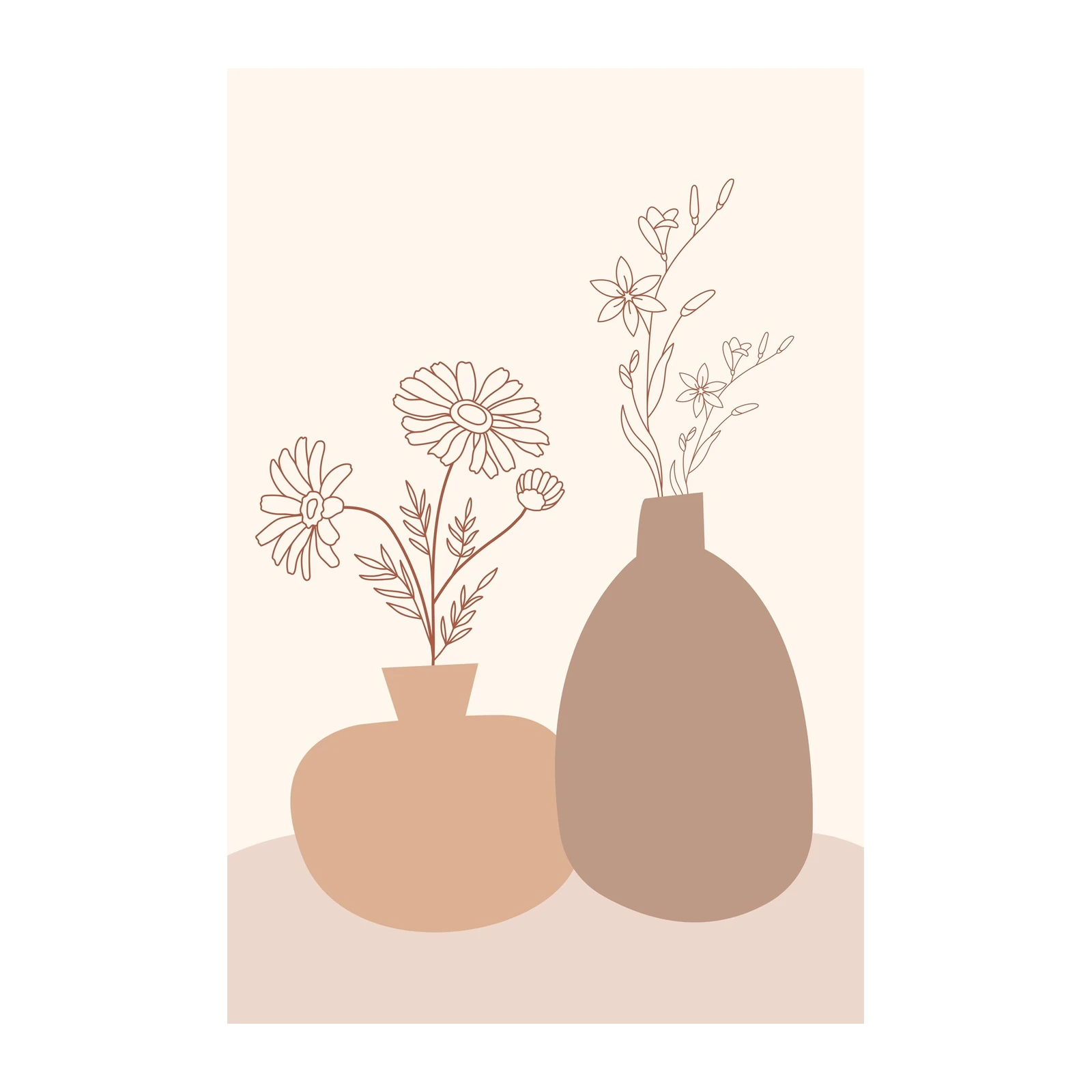 Boho Vases Floral Line Art Wall Art