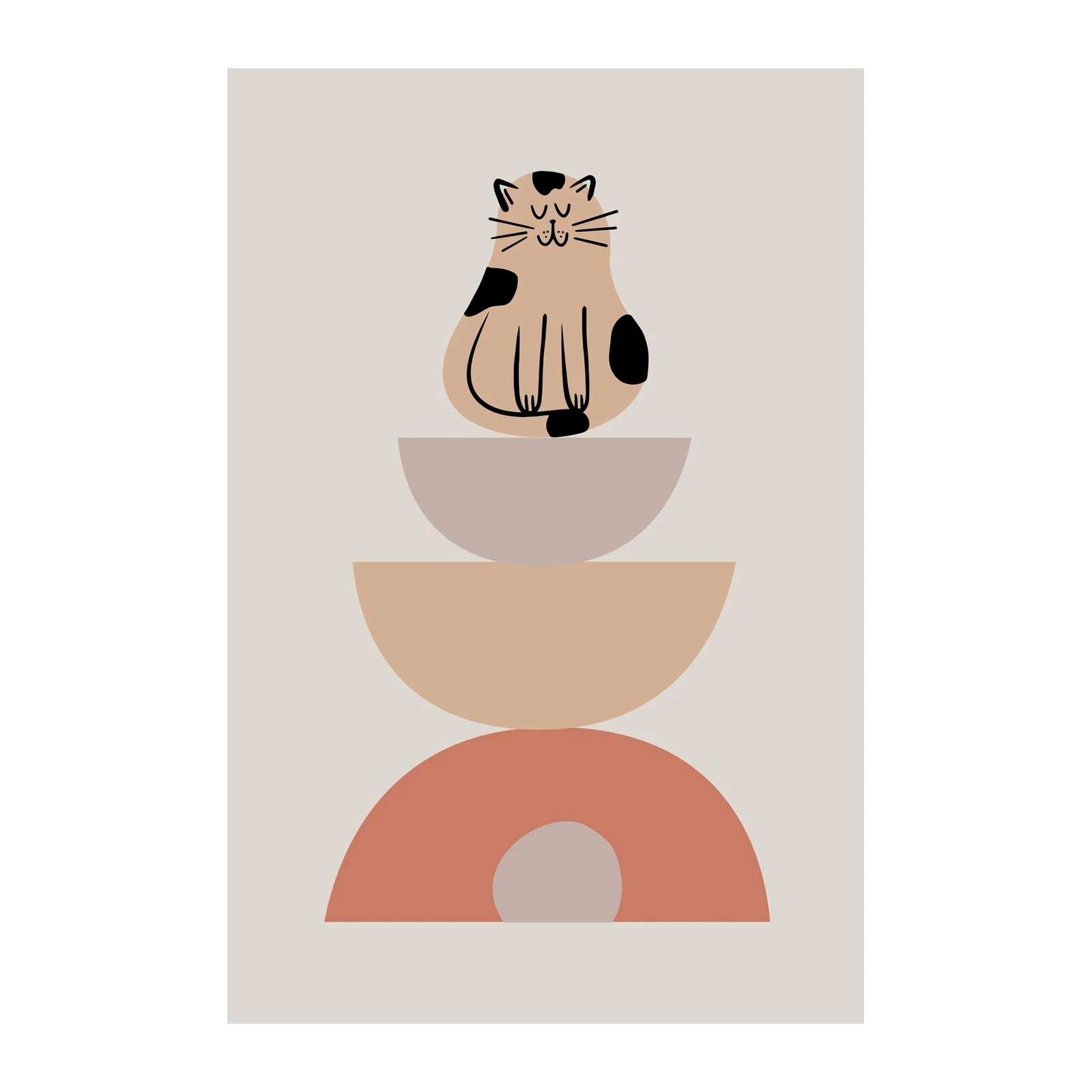 Zen Cat Balance Boho Abstract Wall Art