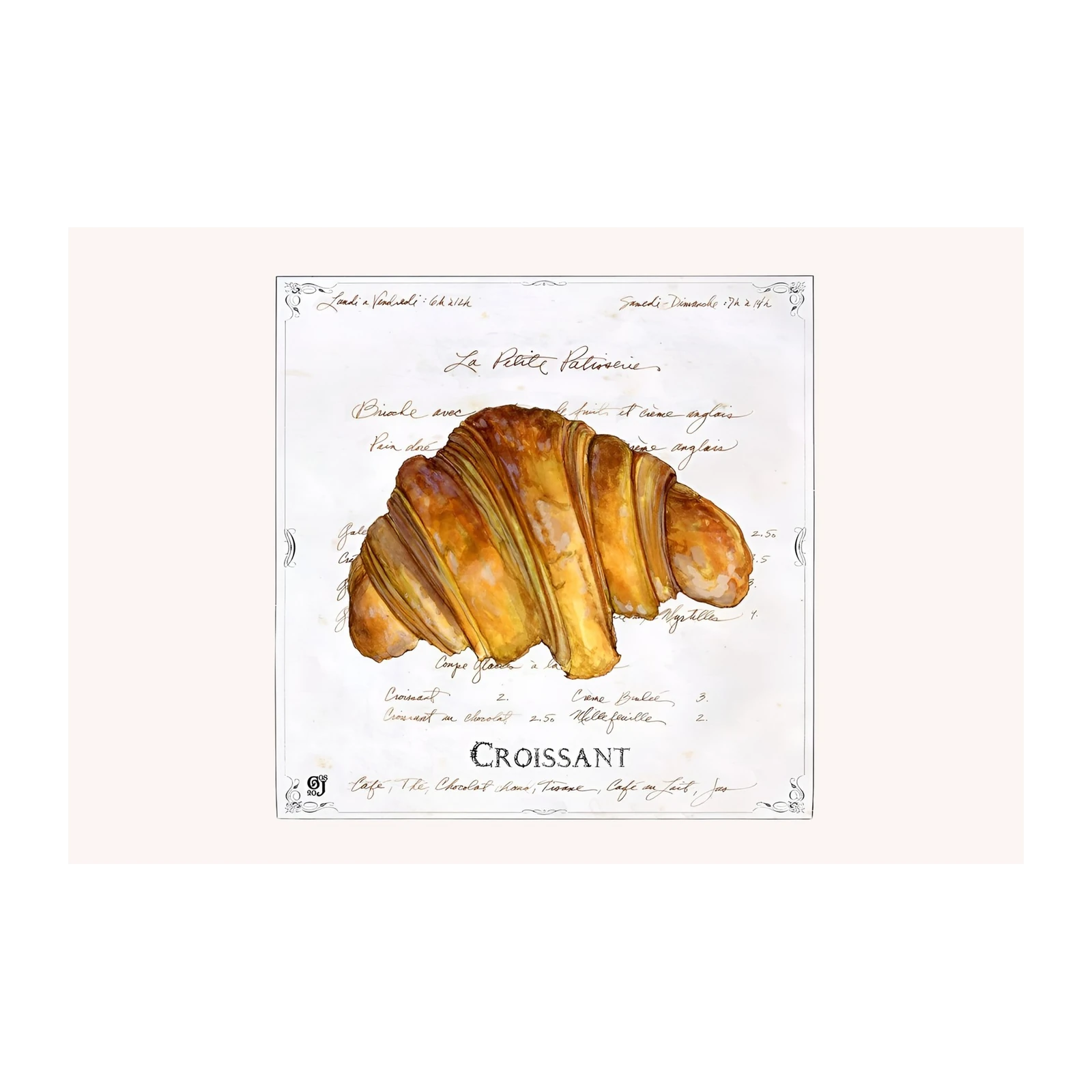 French Croissant Cafe Art Wall Art