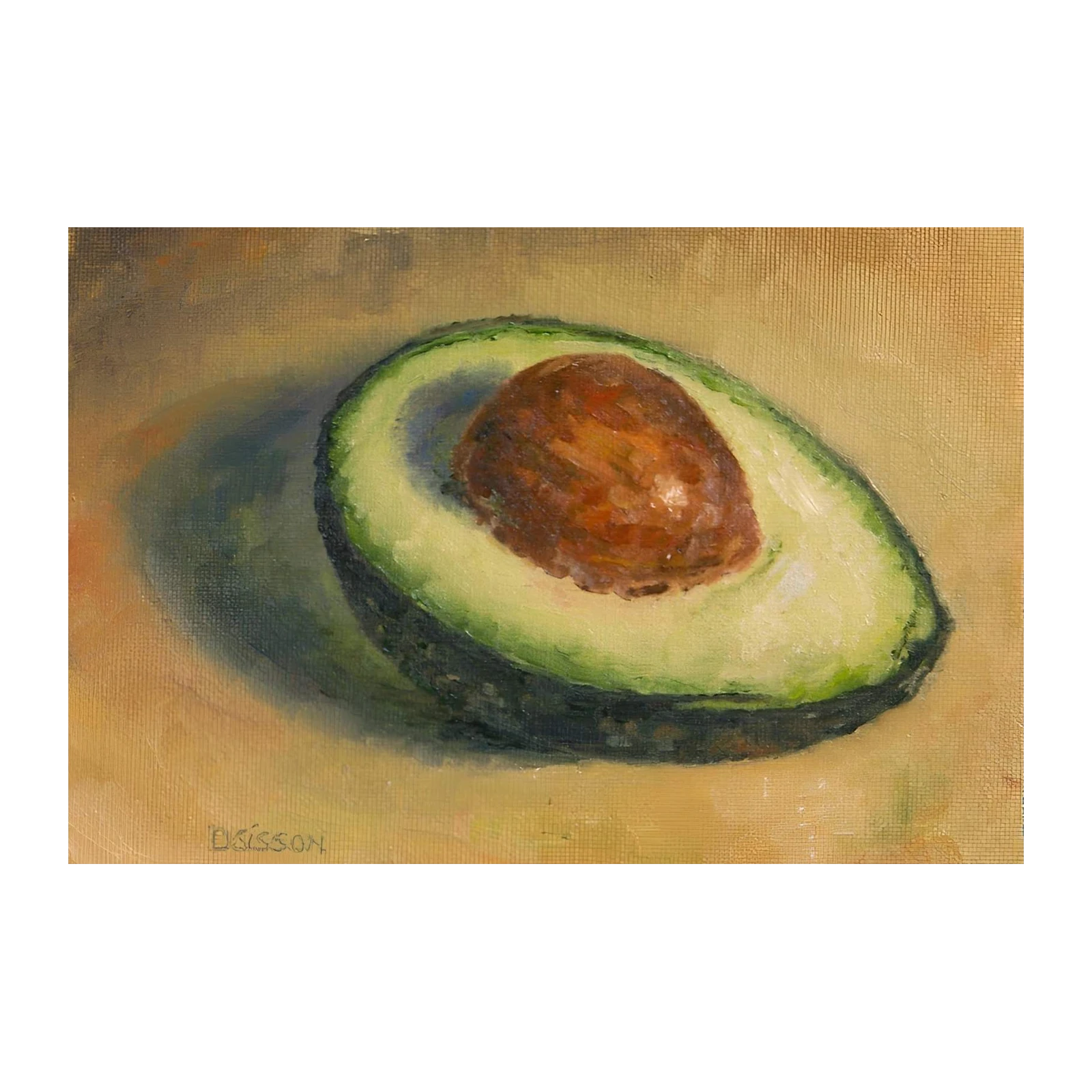 Vibrant Avocado Half Oil Painting Wall Art