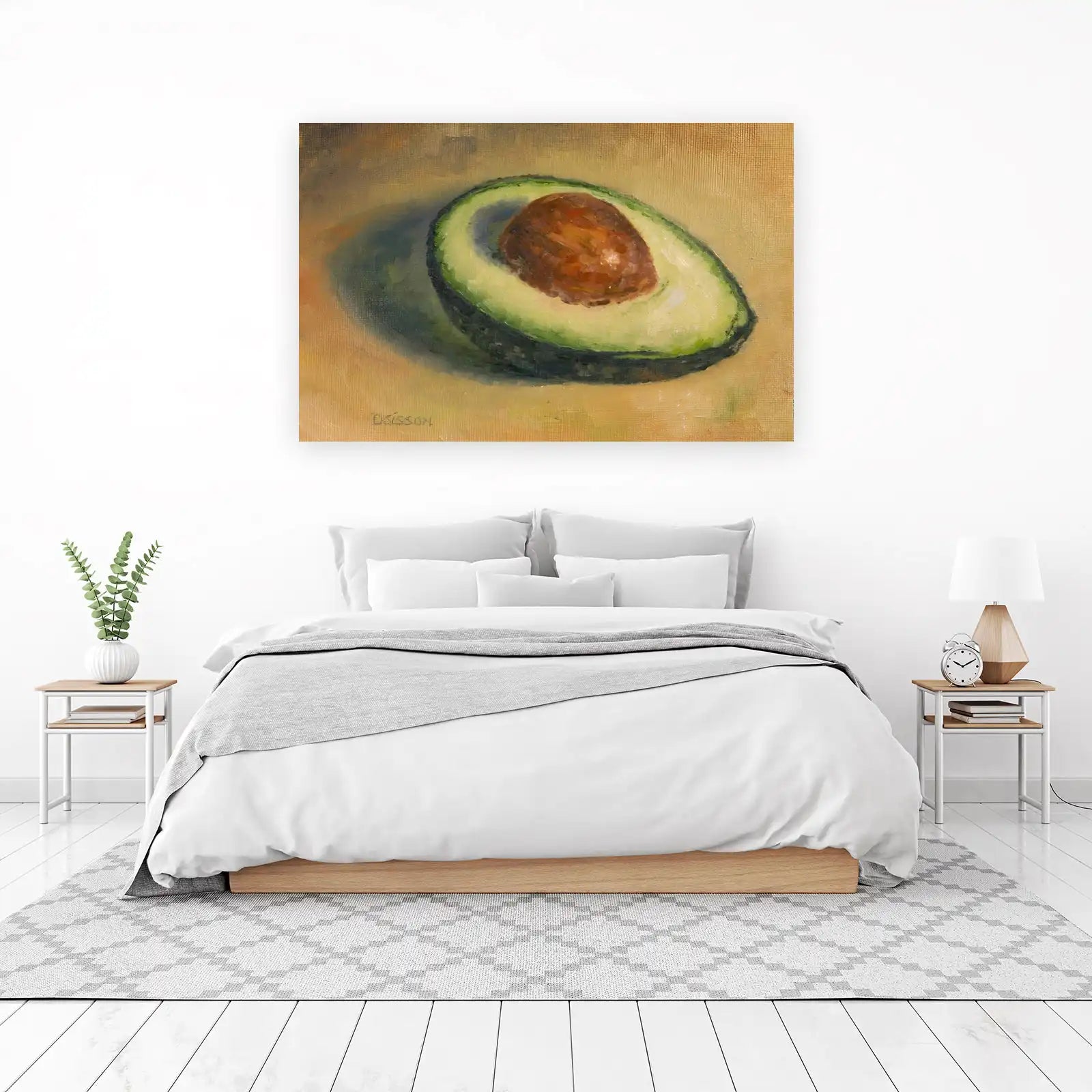 Vibrant Avocado Half Oil Painting Wall Art