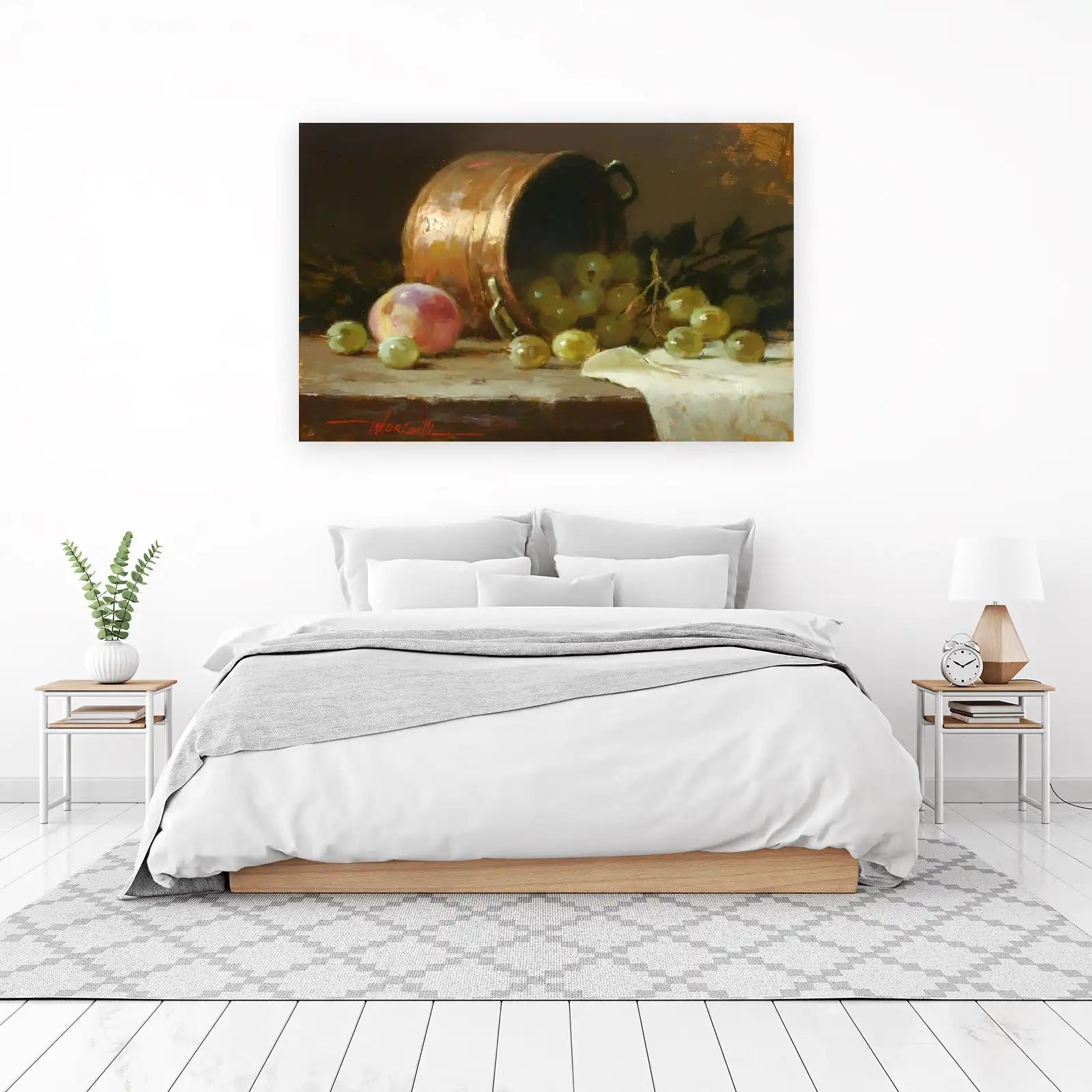 Copper Pot Grapes & Peach Still Life Wall Art
