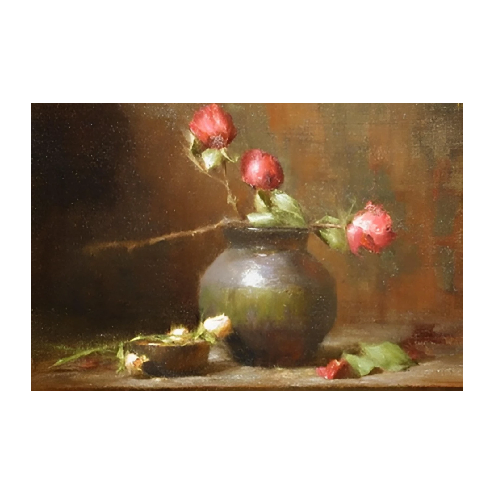 Elegant Roses Still Life Oil Painting Wall Art