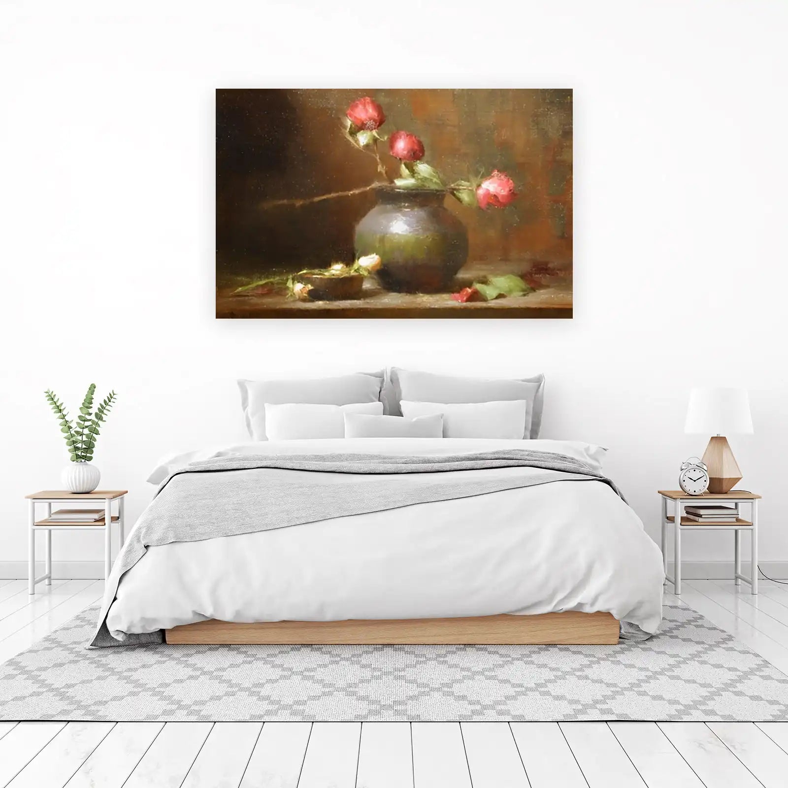 Elegant Roses Still Life Oil Painting Wall Art