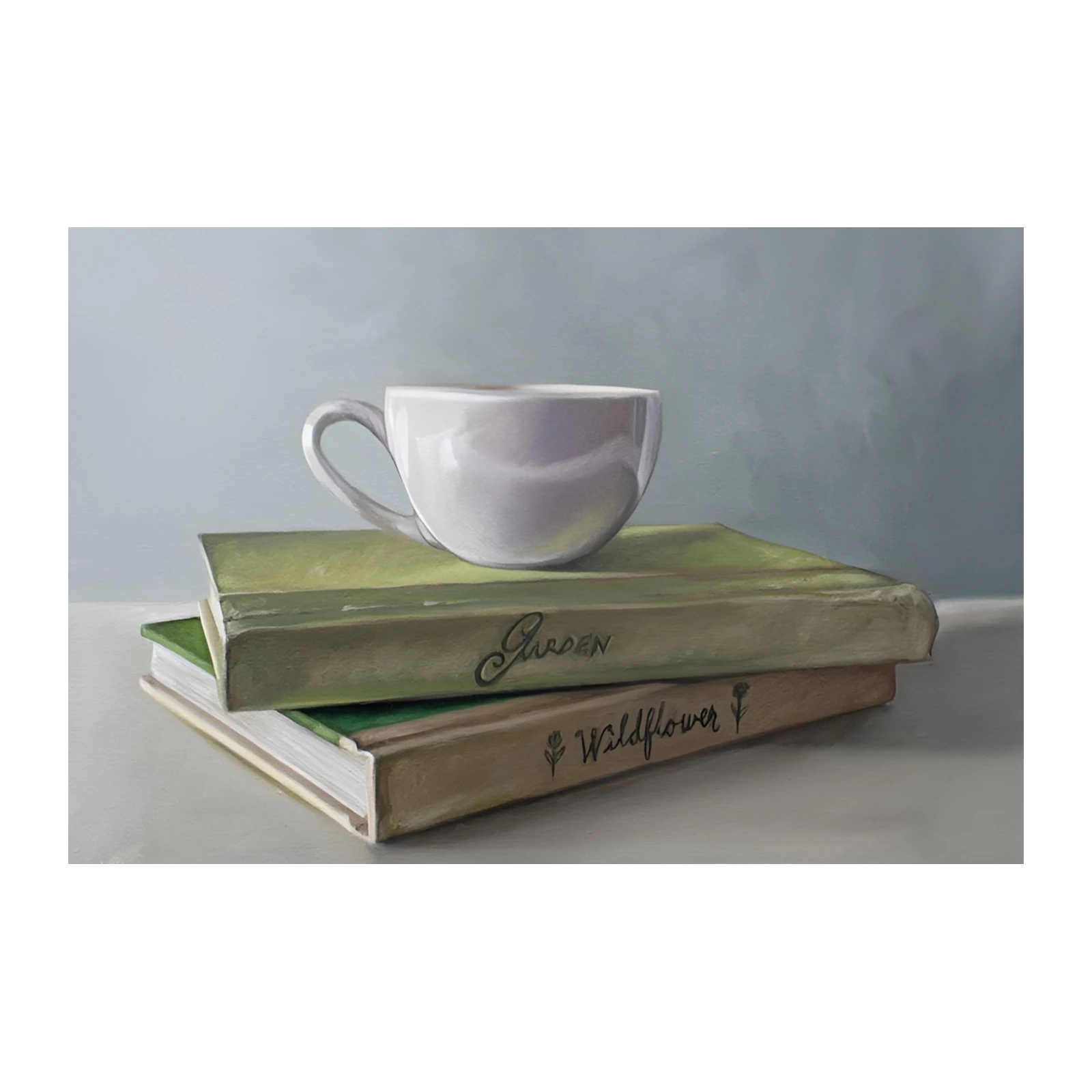 Serene Morning Coffee & Garden Books Wall Art