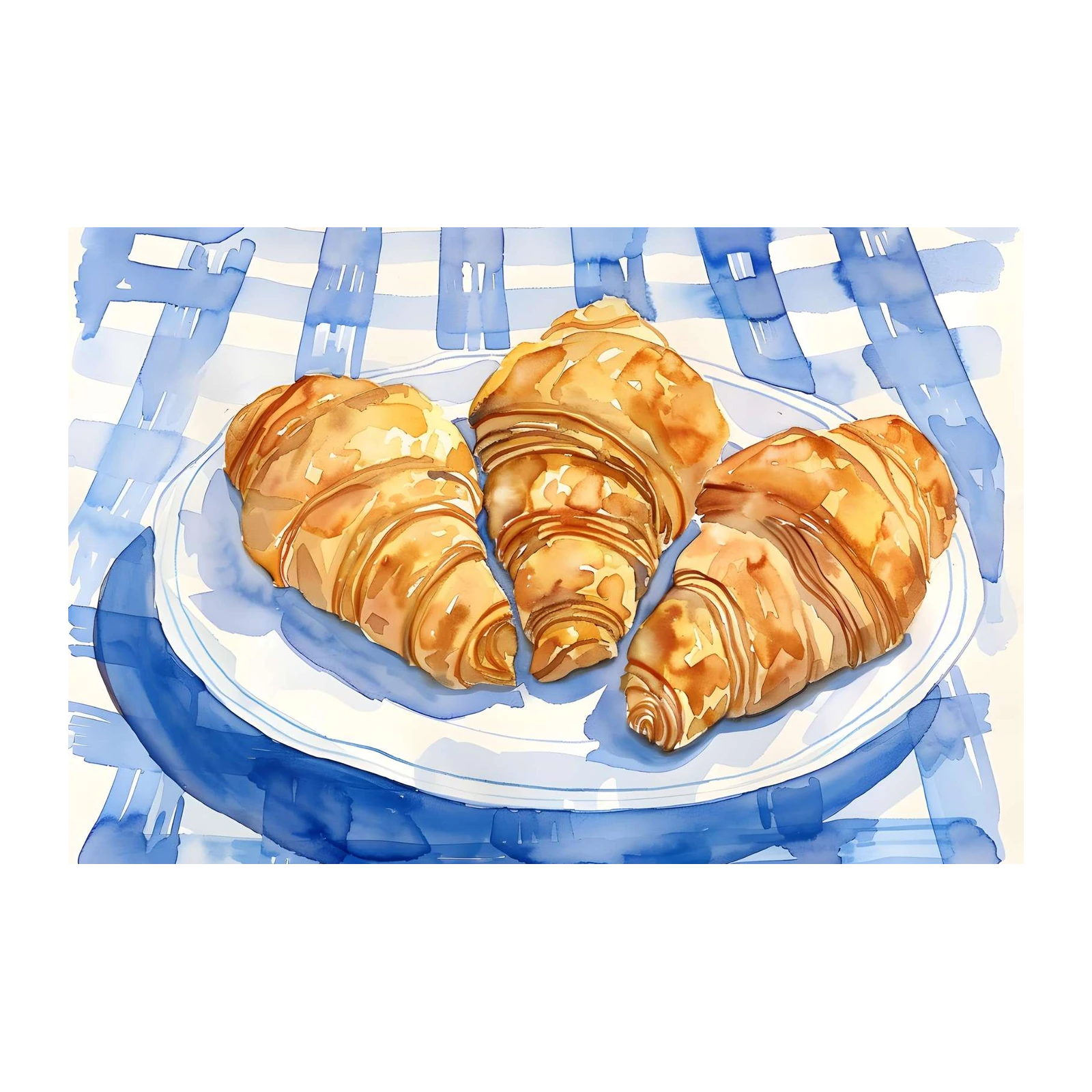 Fresh Croissants Watercolor Art Wall Art