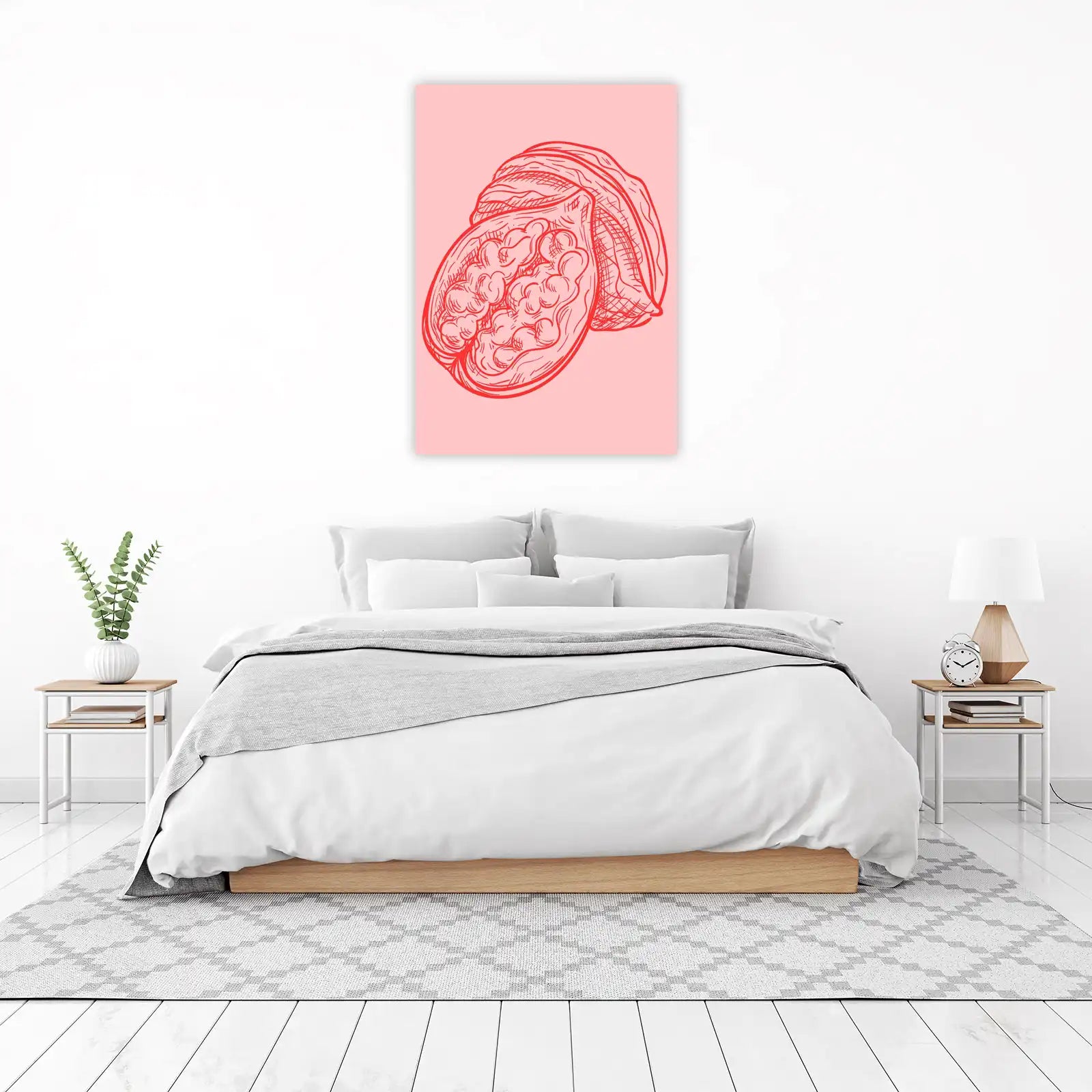 Vibrant Red Nut Sketch Wall Art