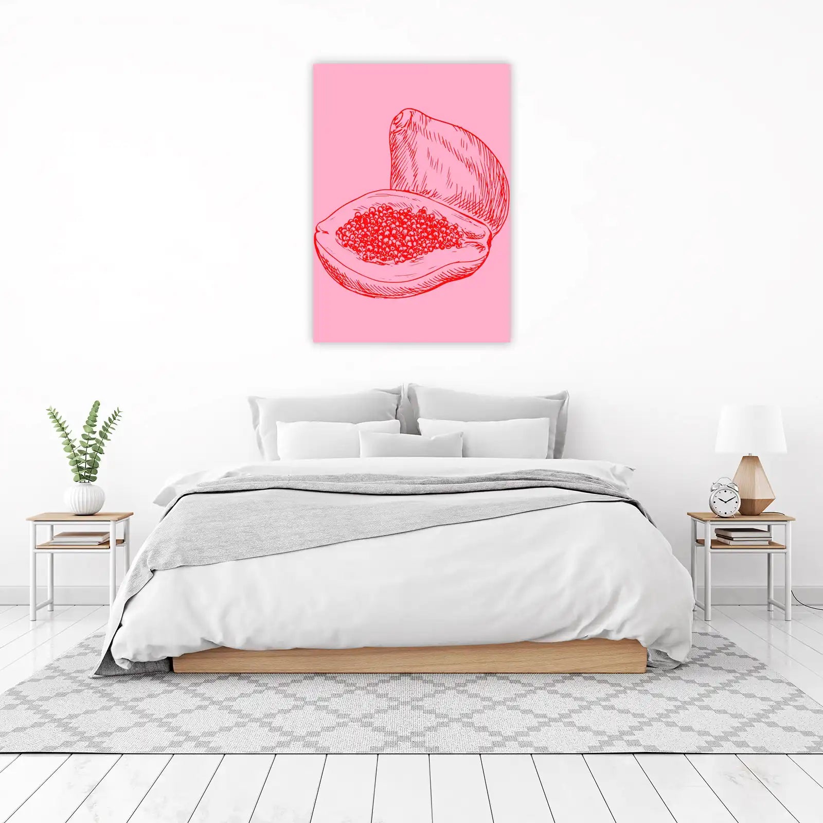 Vibrant Papaya Sketch Wall Art