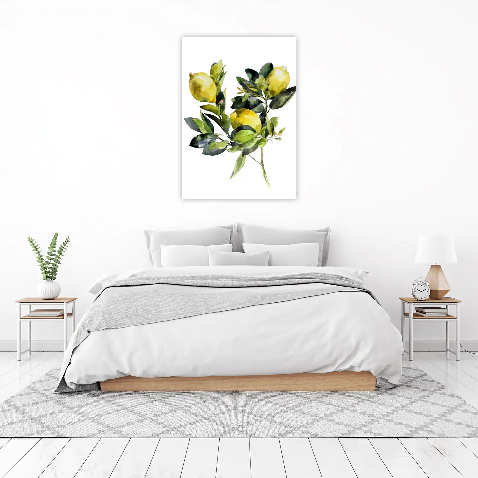 Vibrant Lemon Blossom Watercolor Wall Art