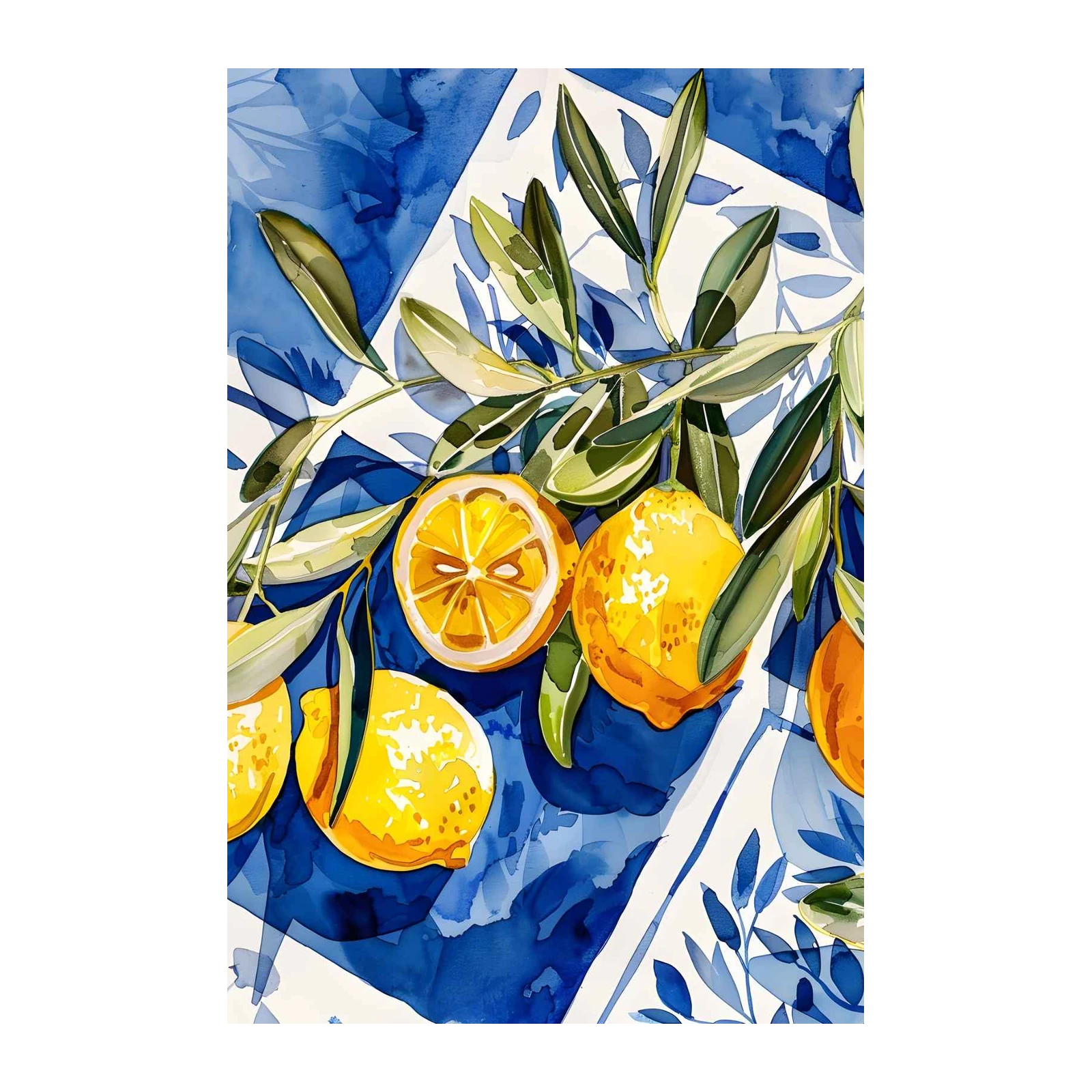 Vibrant Lemon & Olive Branch Wall Art