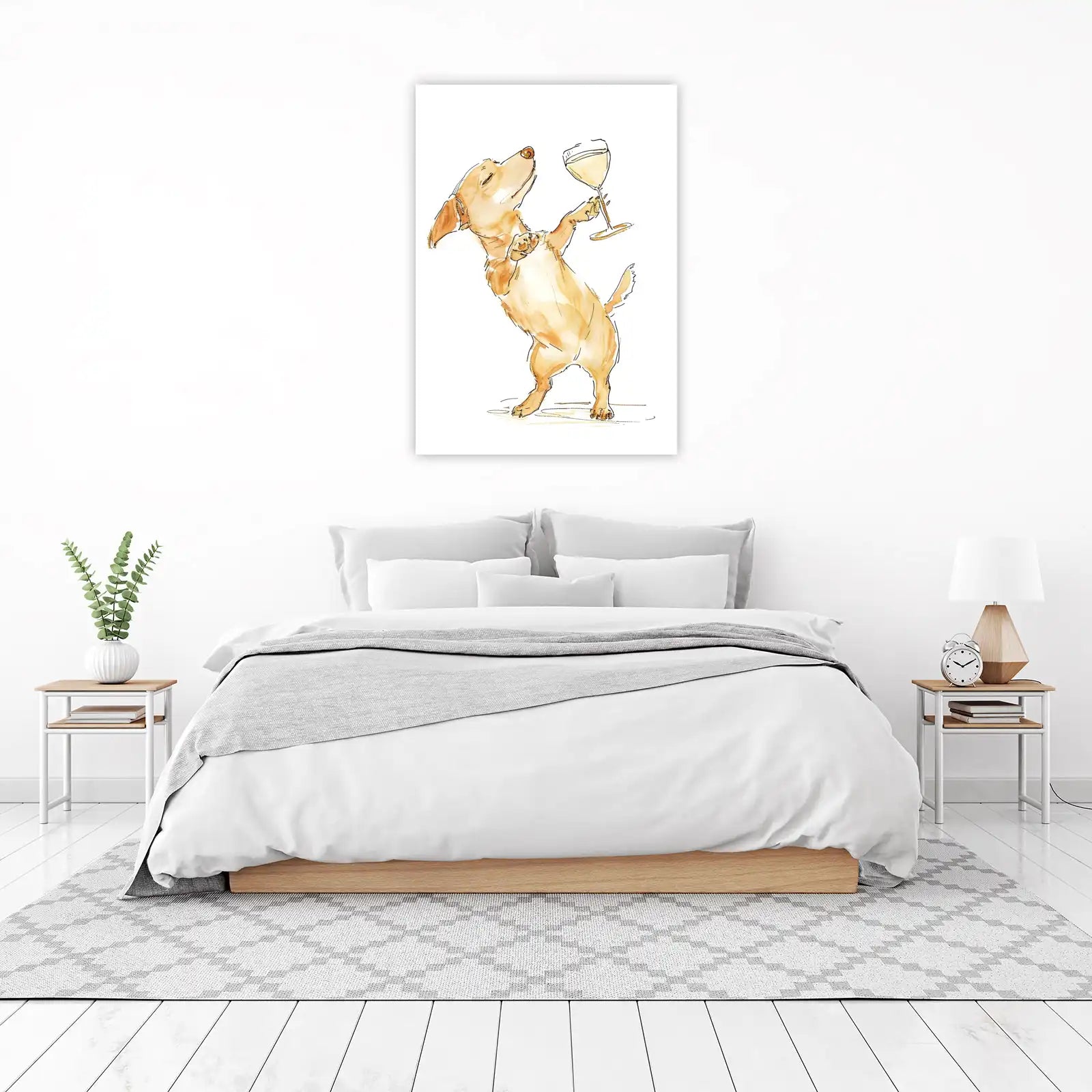 Charming Dog Toasting with Wine Wall Art