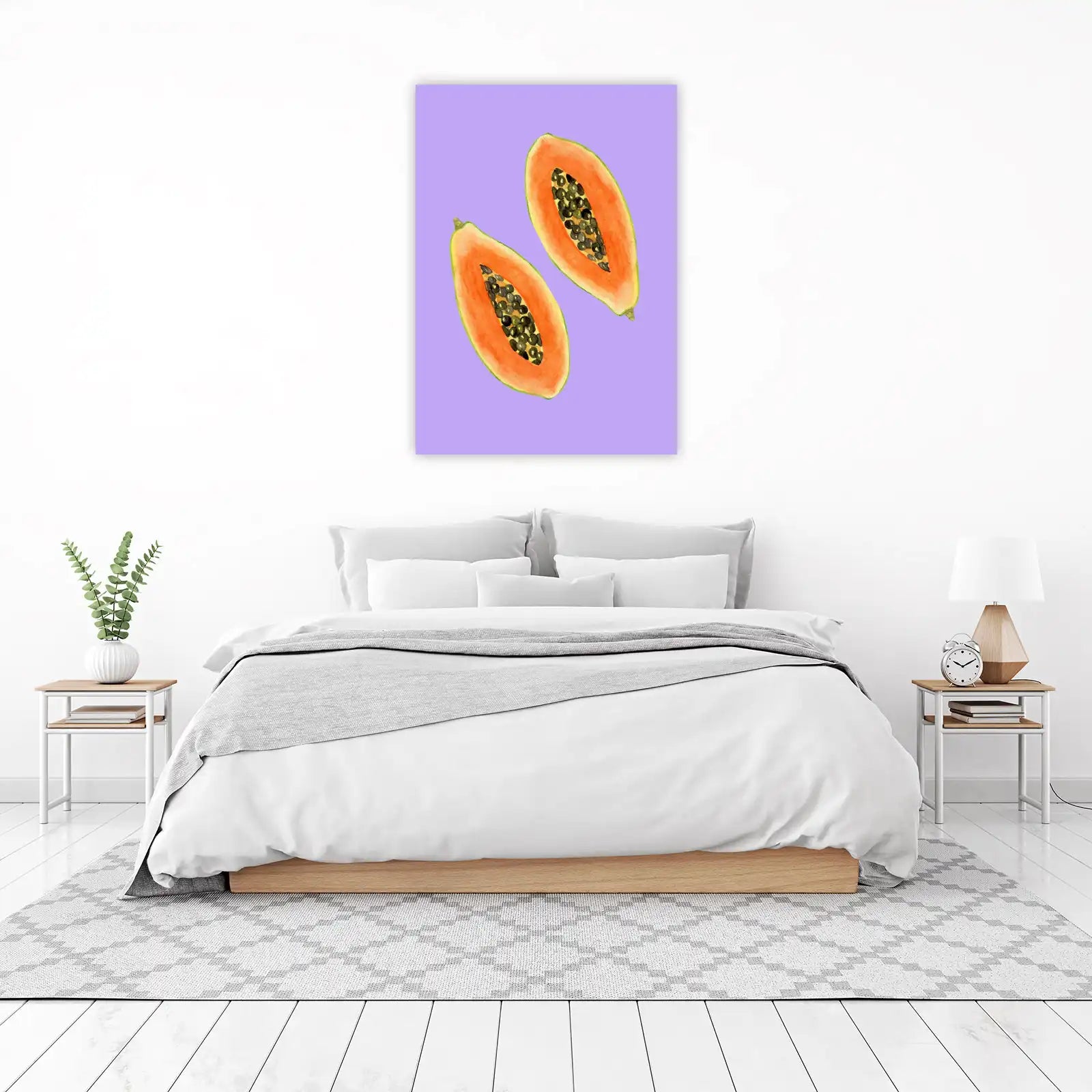Vibrant Papaya Slice Watercolor Wall Art