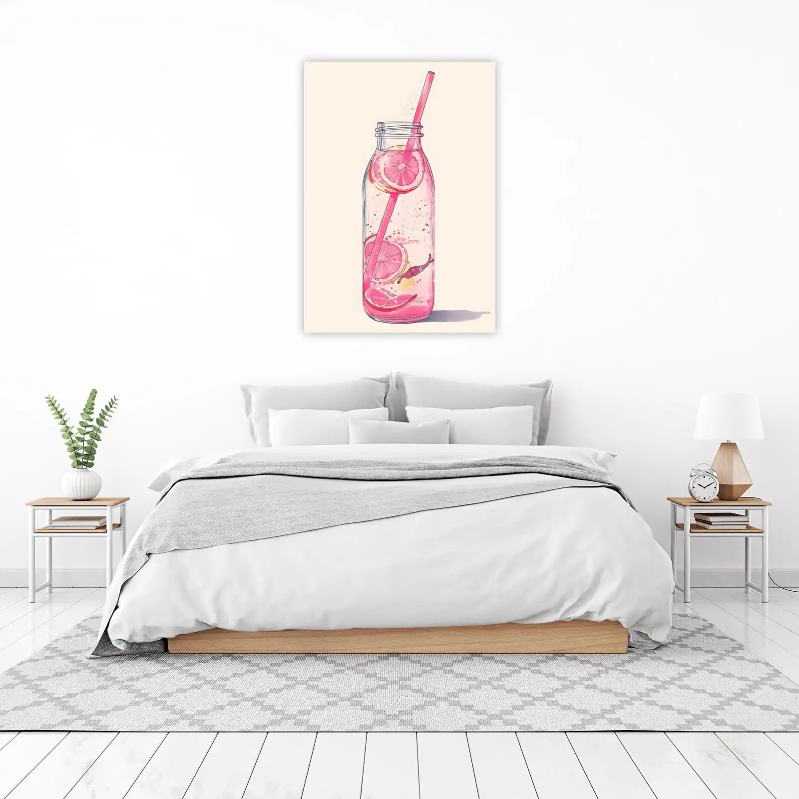 Retro Pink Grapefruit Drink Wall Art