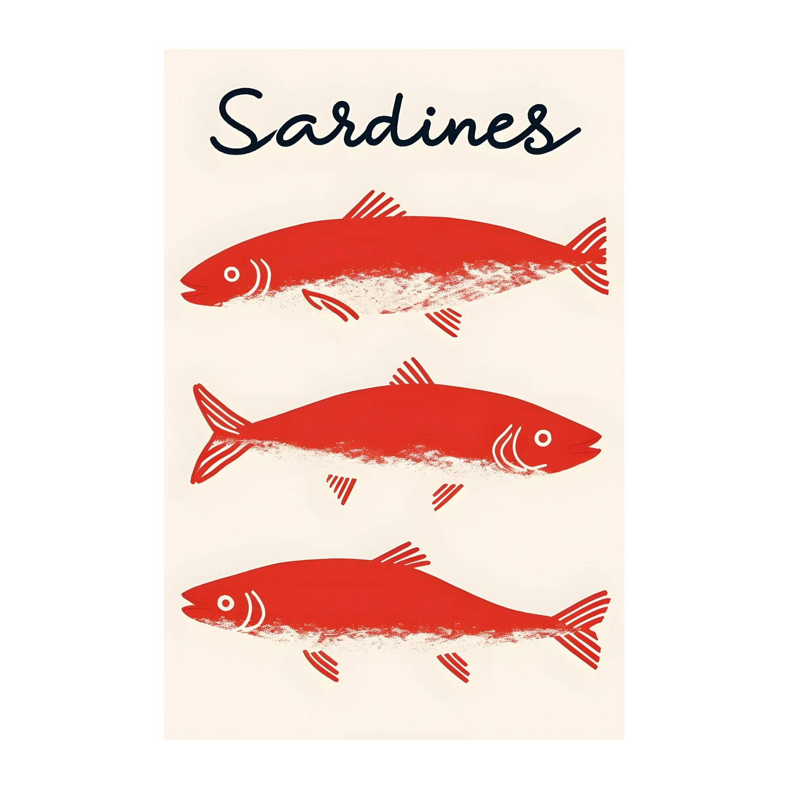 Vibrant Red Sardines Modern Art Wall Art