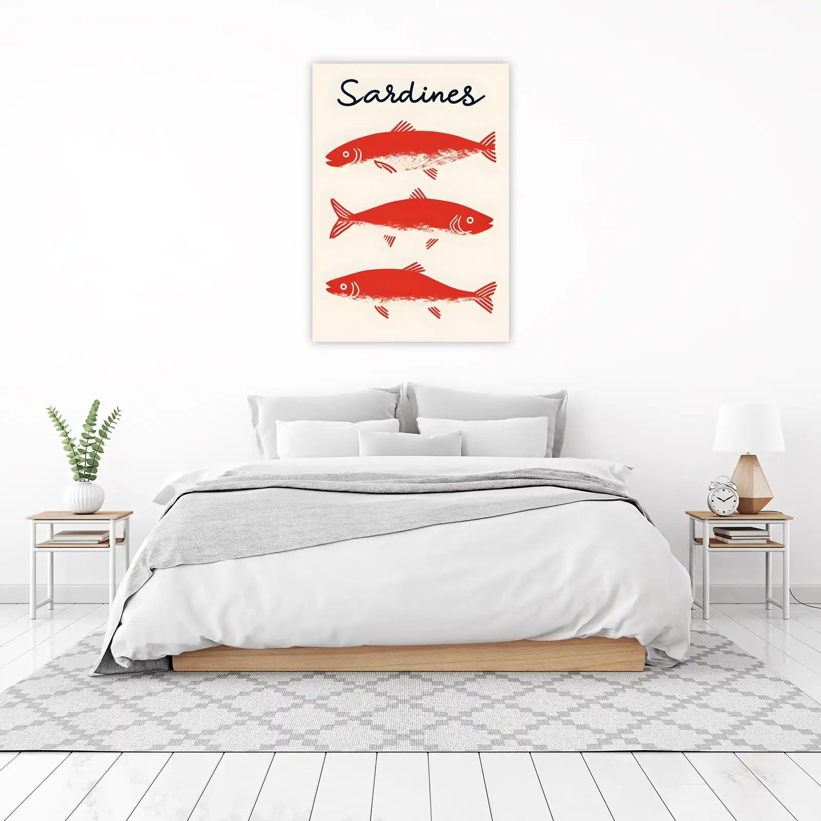 Vibrant Red Sardines Modern Art Wall Art