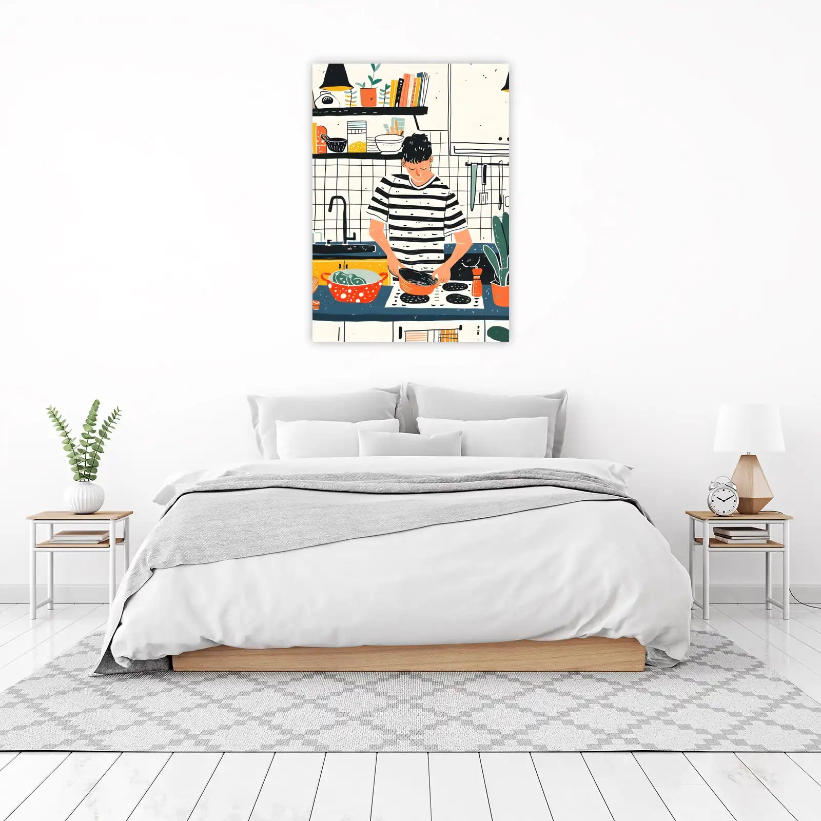 Cozy Kitchen Vibes: Man Cooking Wall Art