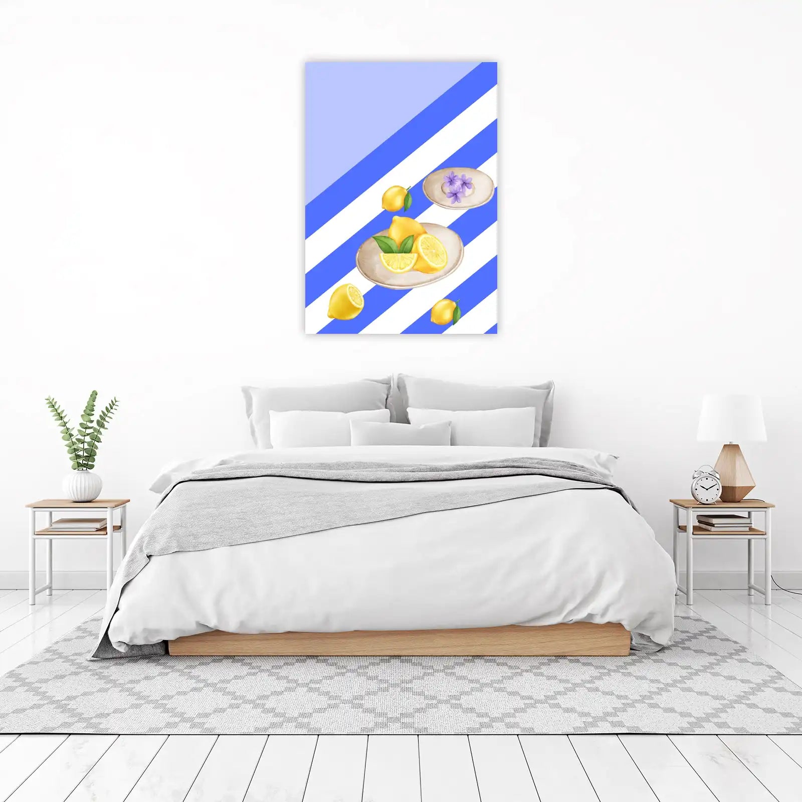 Vibrant Lemon & Lilac Watercolor Wall Art