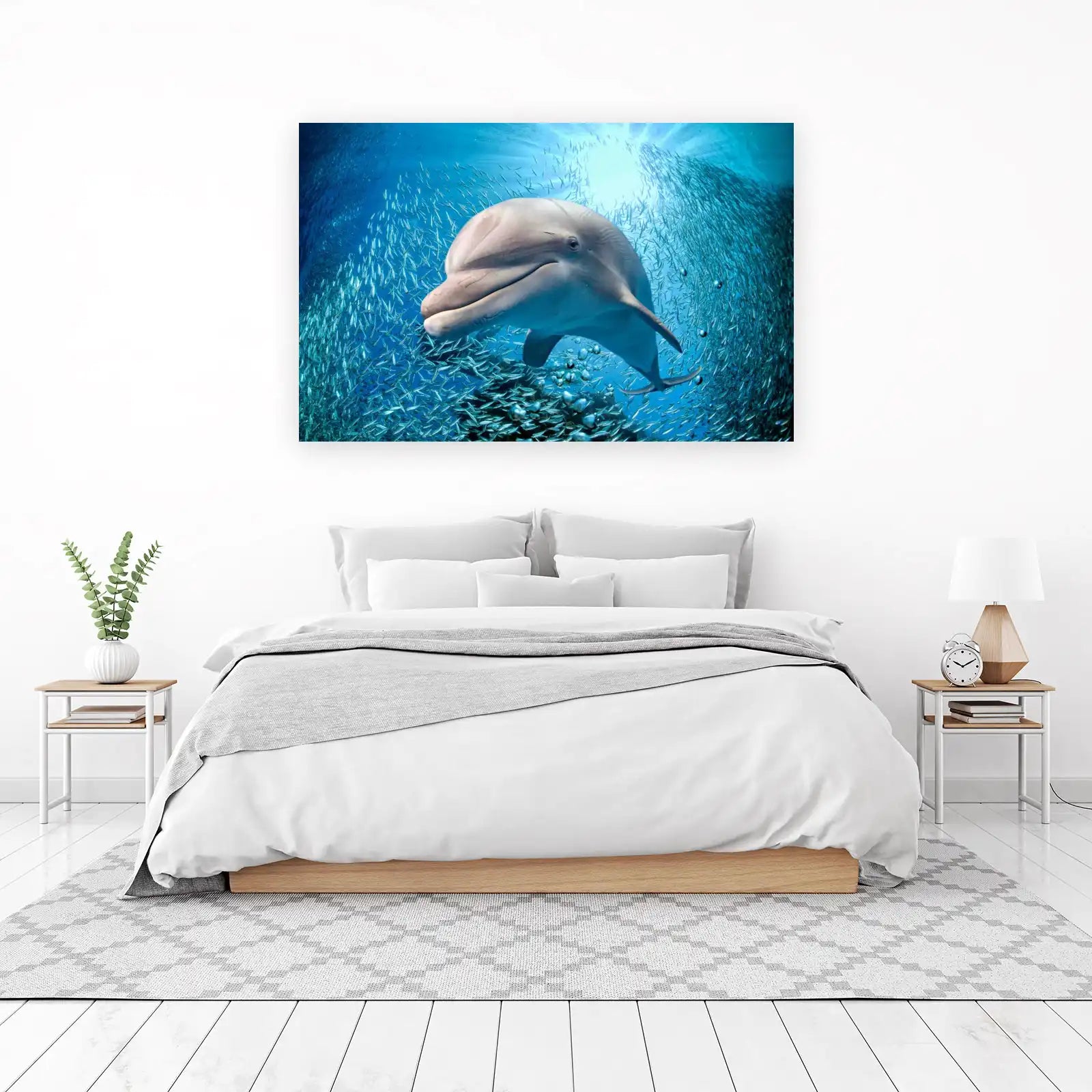 Serene Dolphin & School of Fish Wall Art