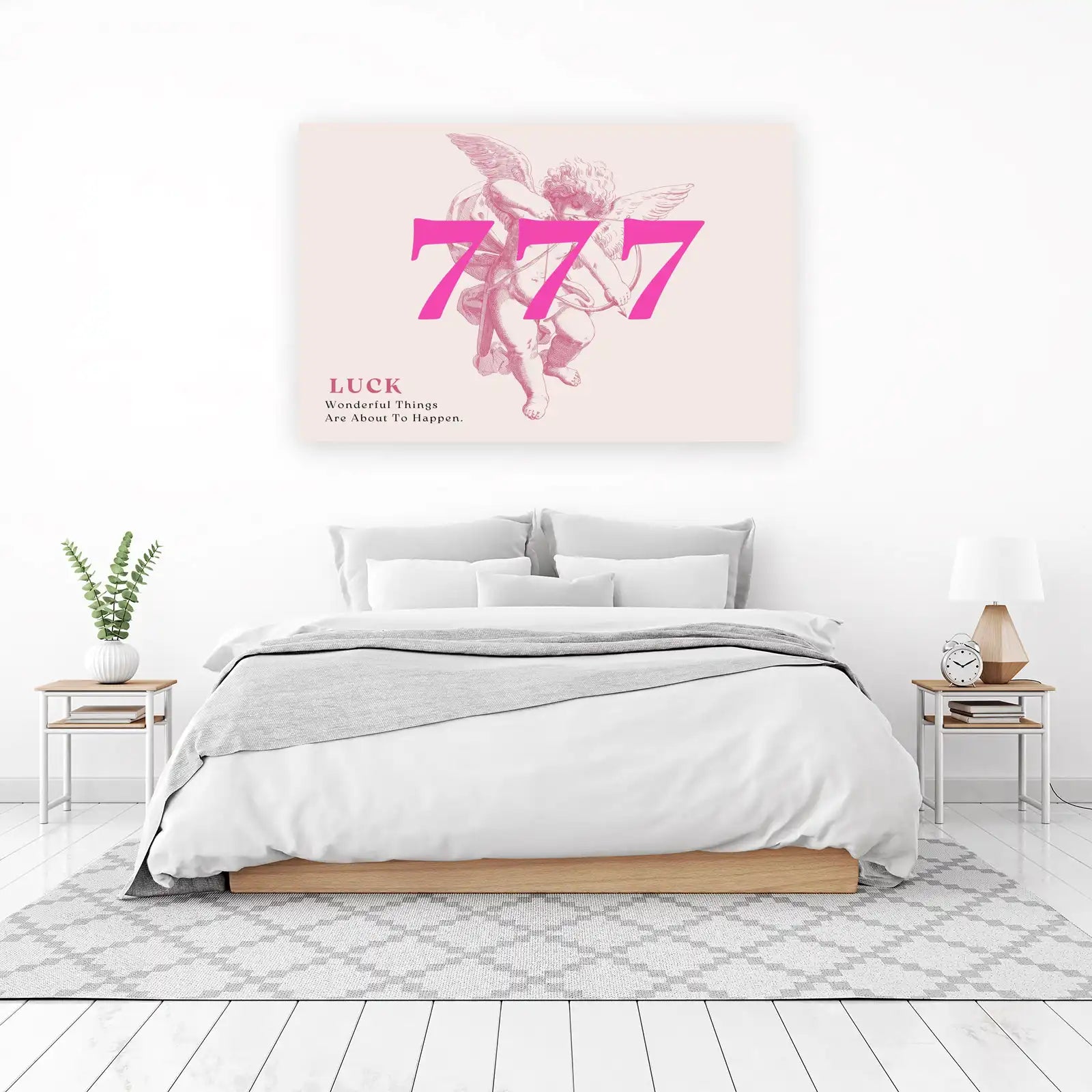Lucky 777 Angel Cherub Pink Wall Art