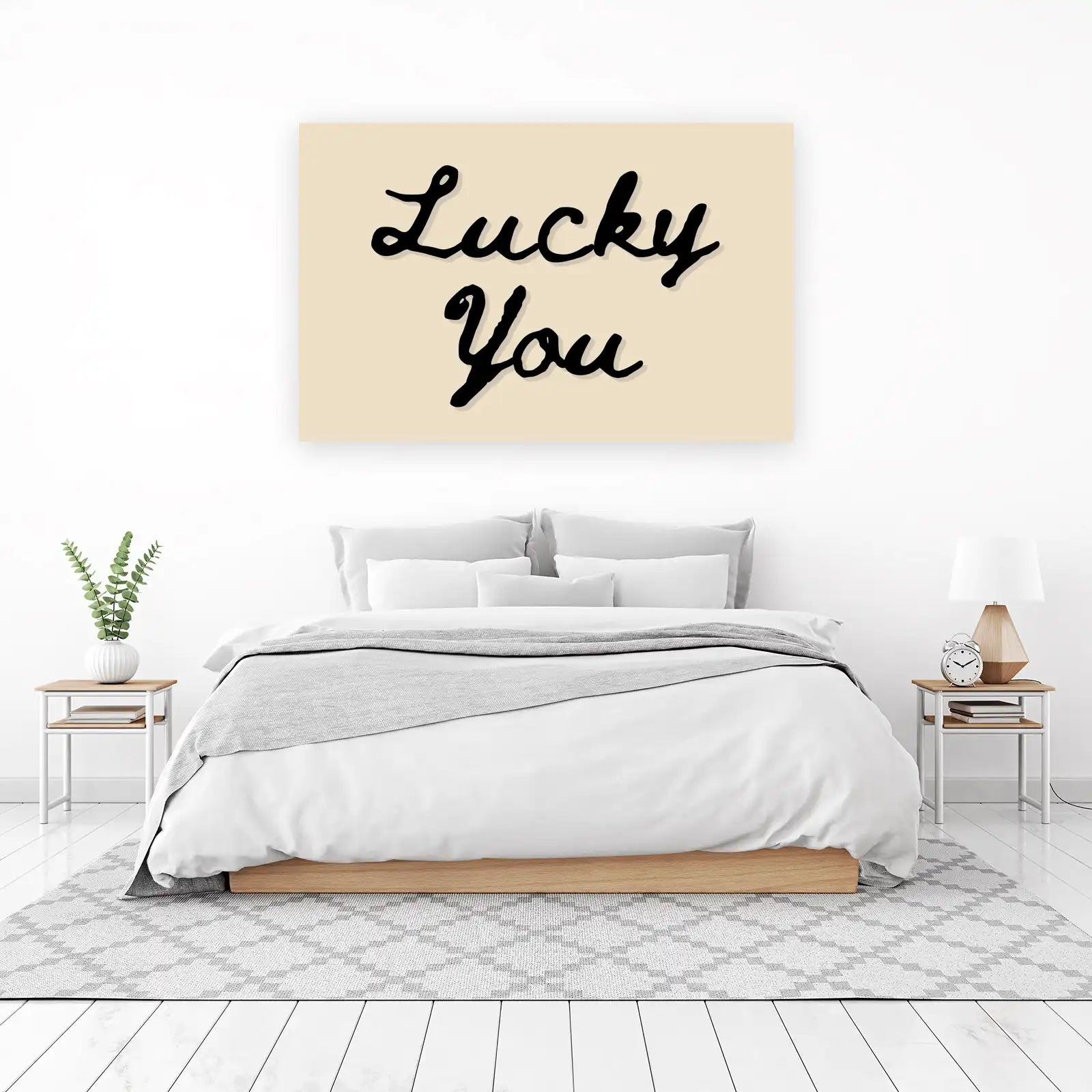 Lucky You Black Script Motivational Wall Art