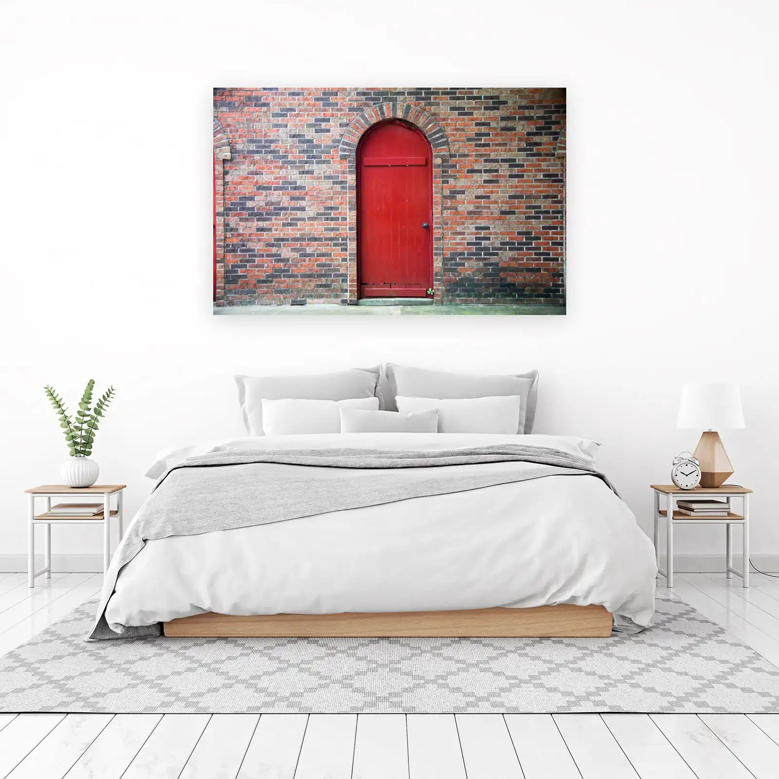 Rustic Red Door Brick Archway Wall Art
