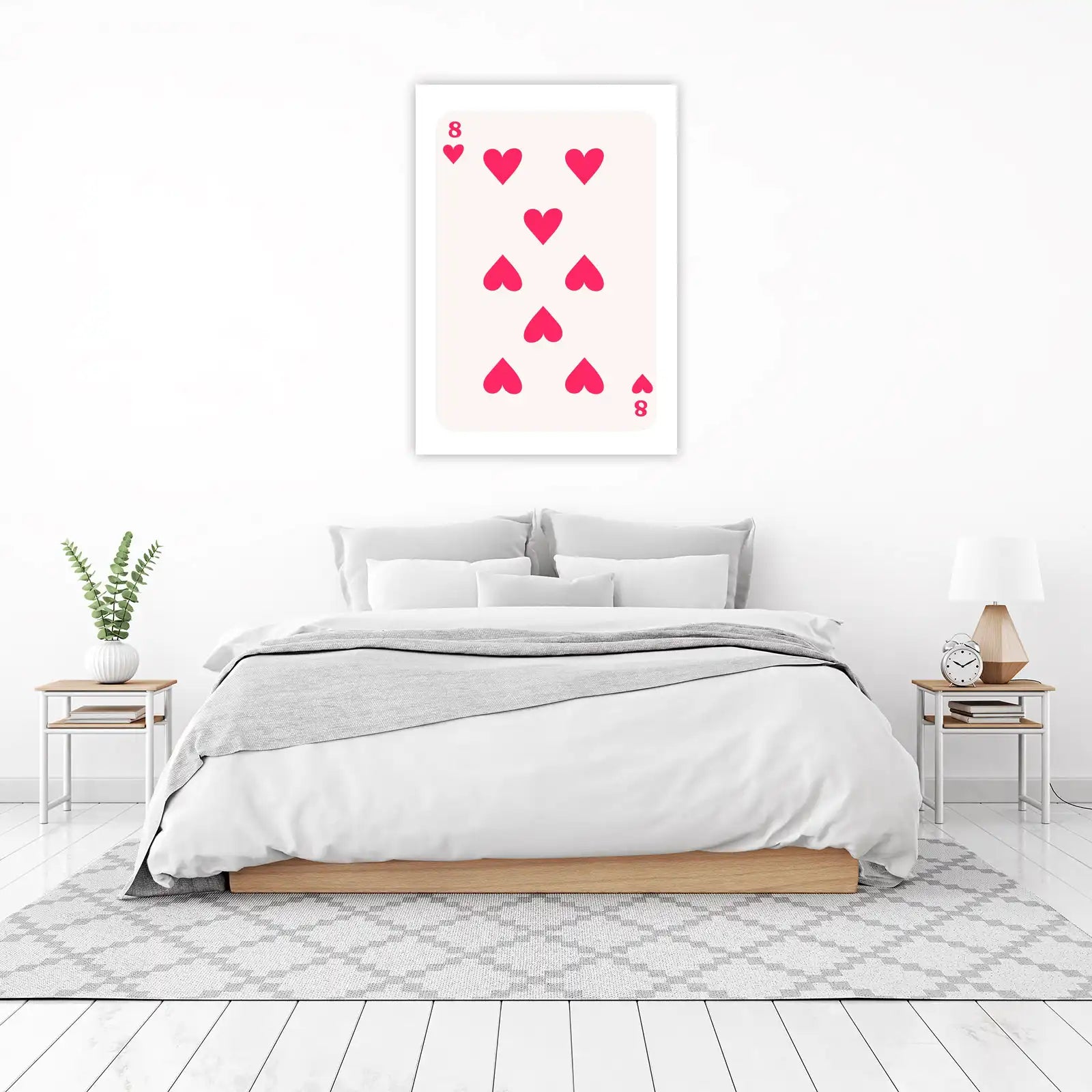 Pink 8 of Hearts Playing Card Wall Art