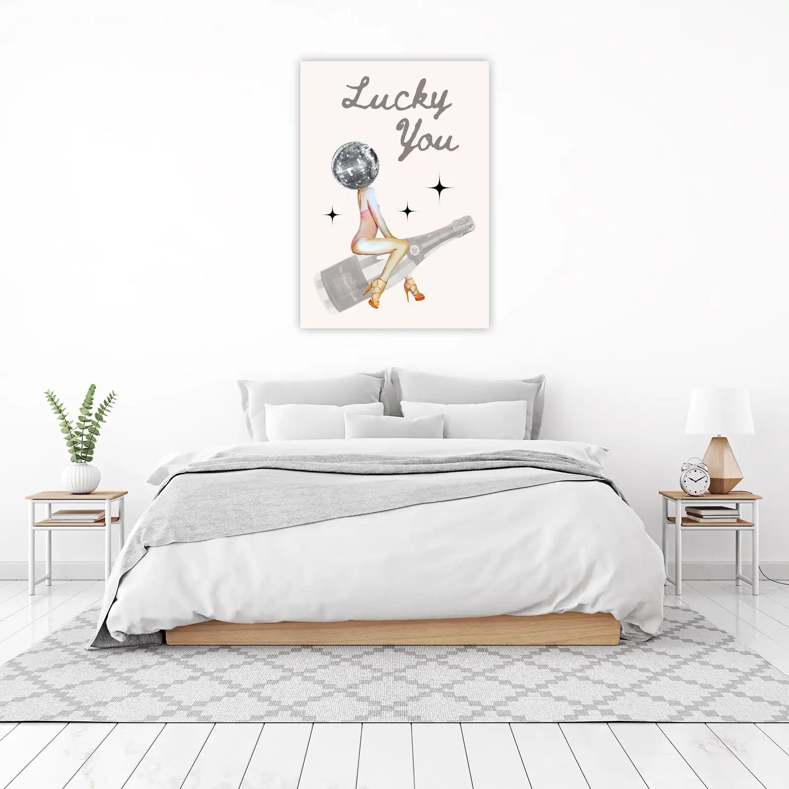 Lucky You Disco Ball & Champagne Wall Art