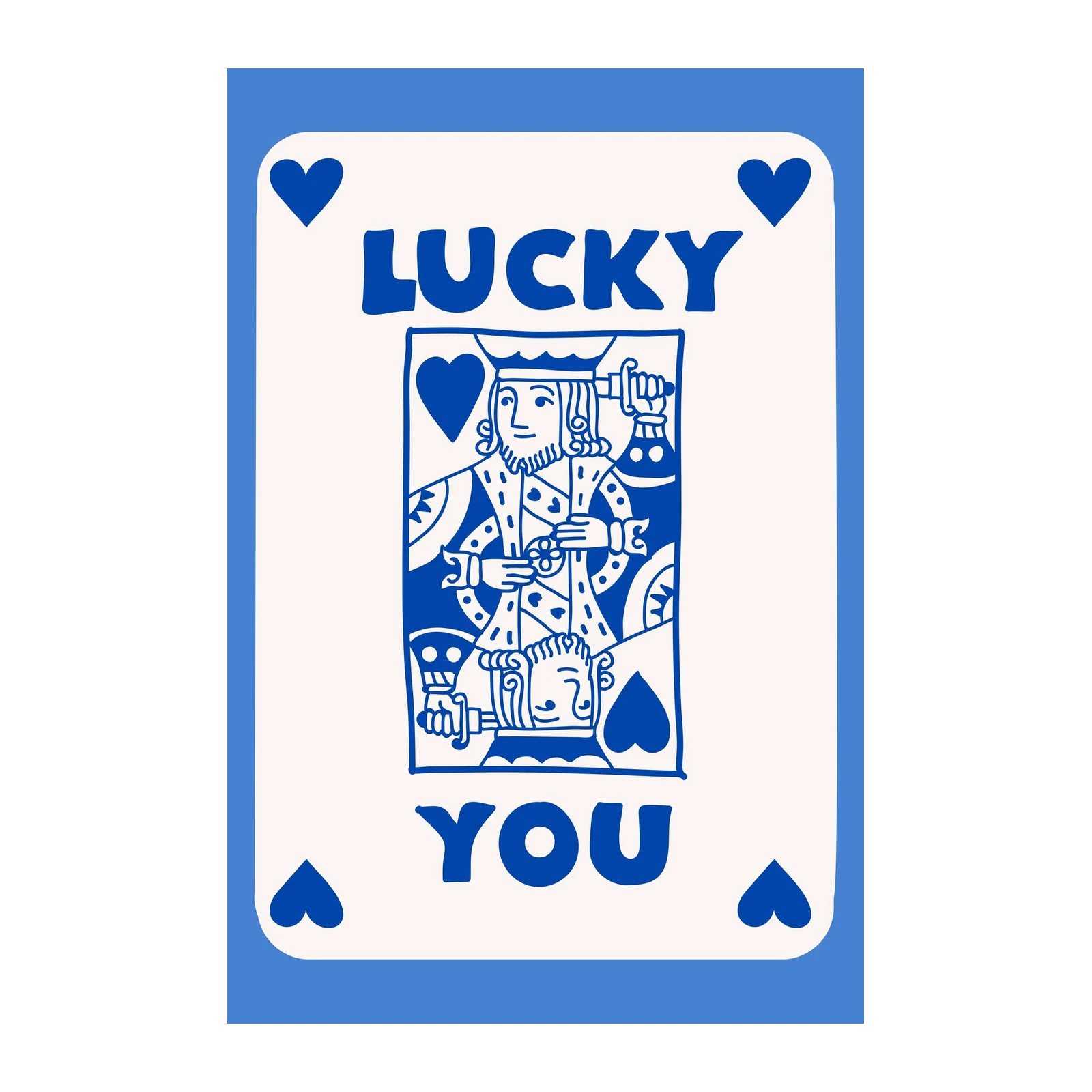 Lucky King Playing Card Blue Wall Art