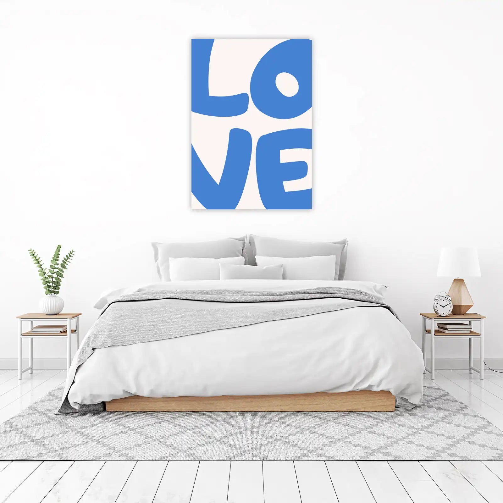 Modern Blue LOVE Typography Wall Art