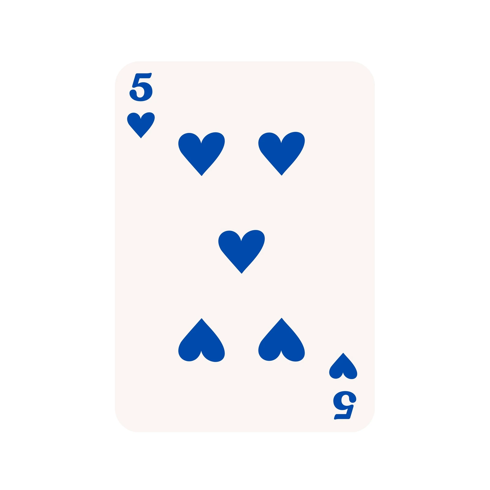 Bold Blue Five Hearts Playing Card Wall Art