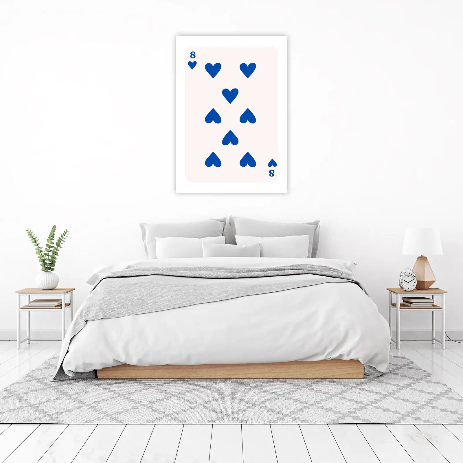 Bold Blue Hearts 8 Playing Card Wall Art