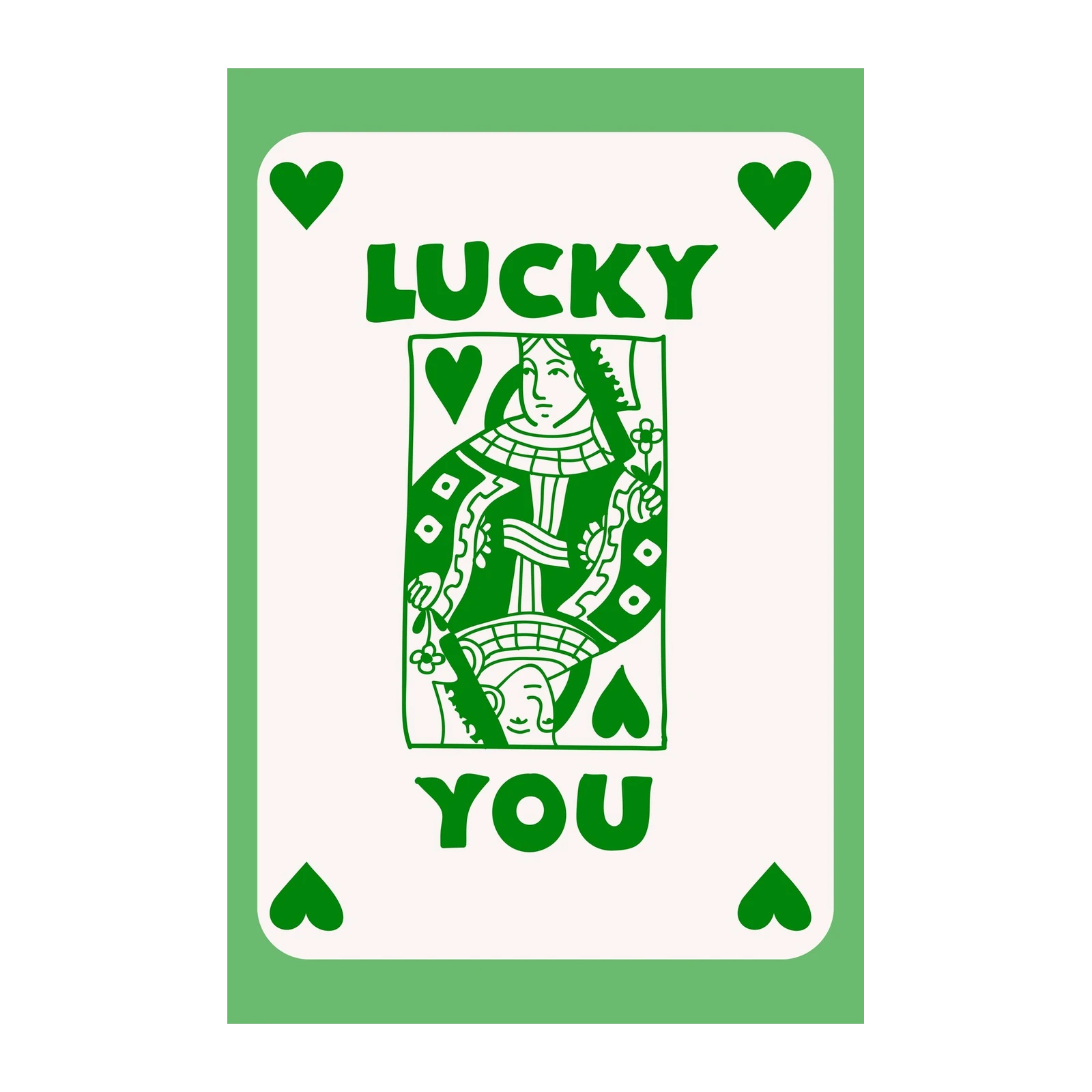 Lucky Queen of Hearts Playing Card Wall Art
