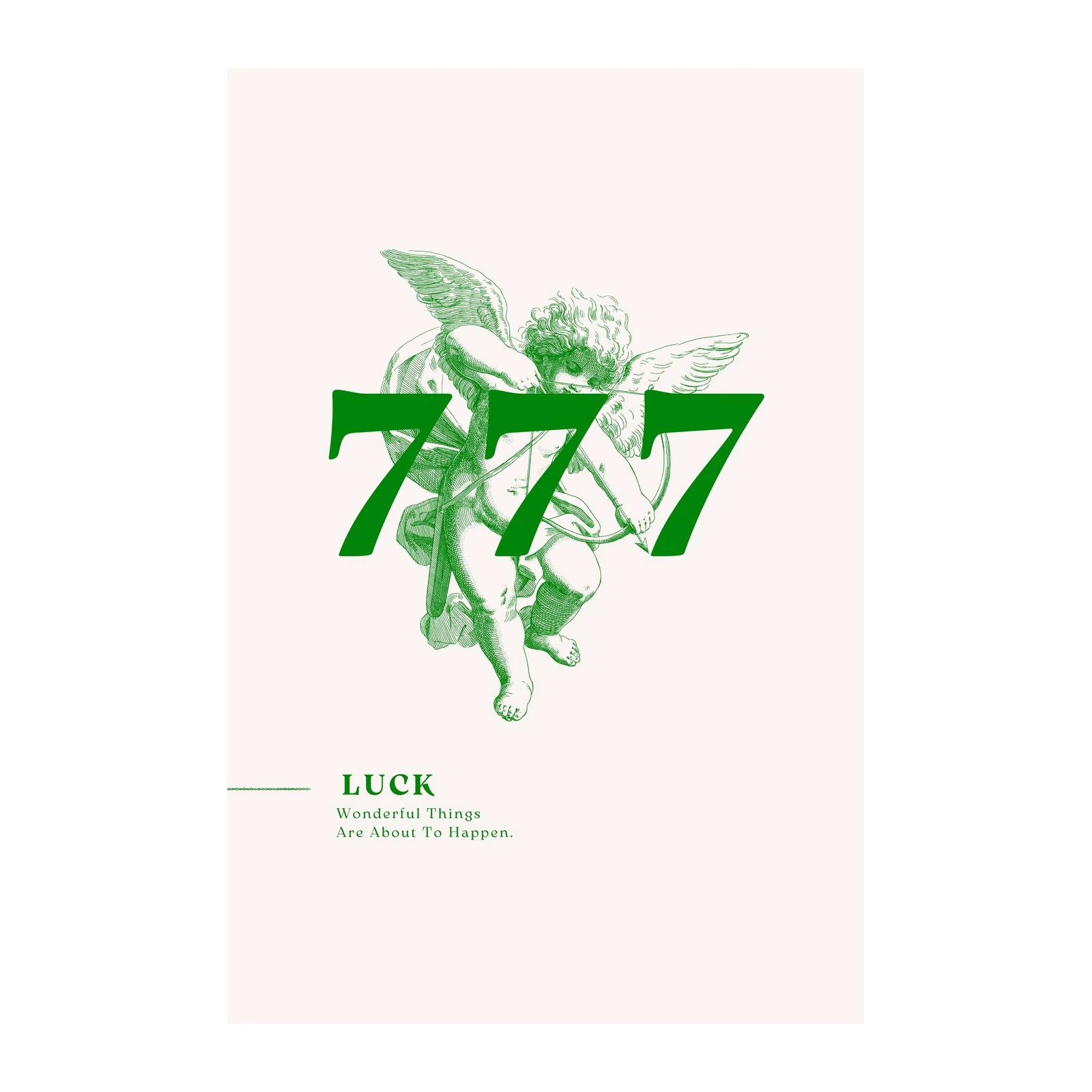 Lucky 777 Cherub Angel Green Wall Art