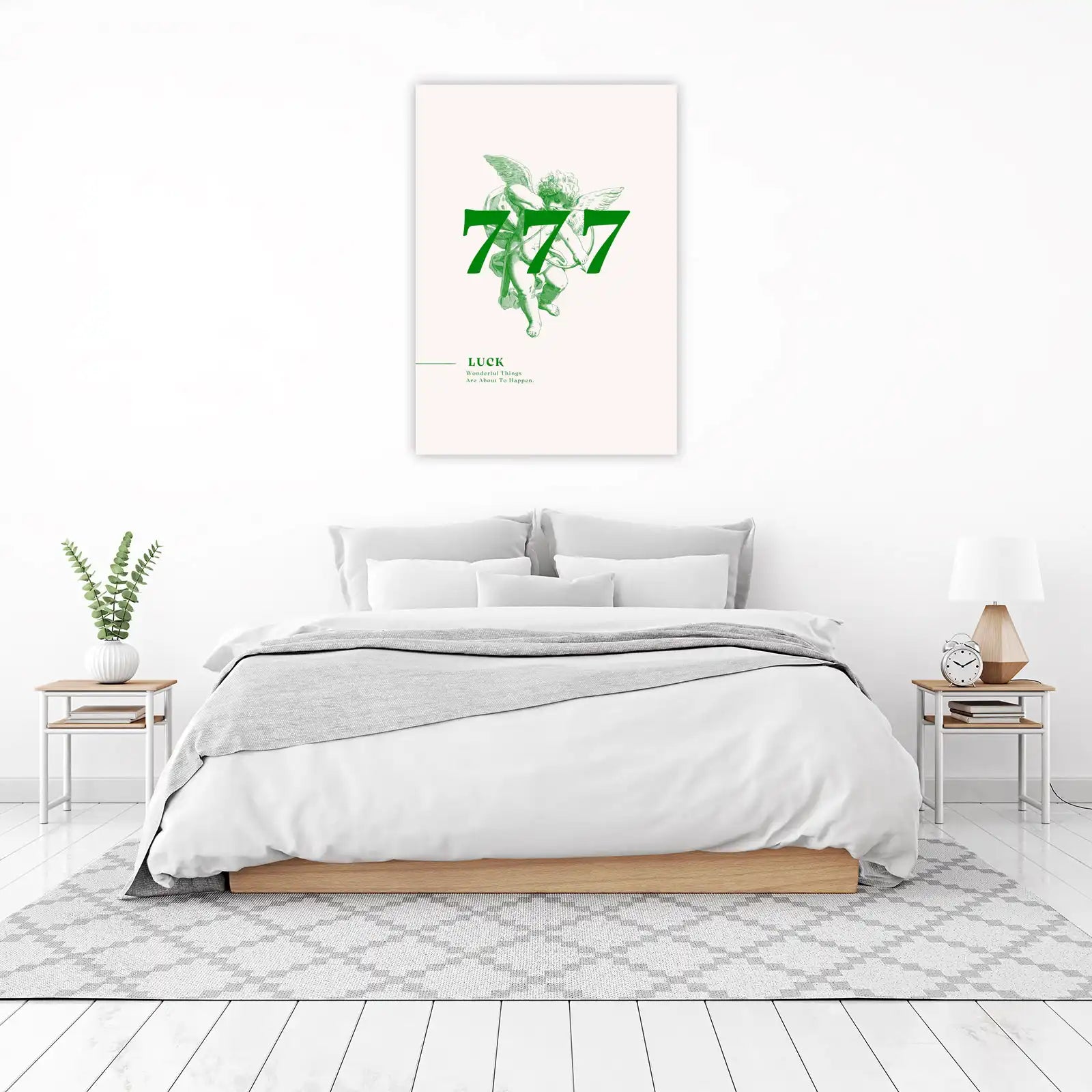 Lucky 777 Cherub Angel Green Wall Art