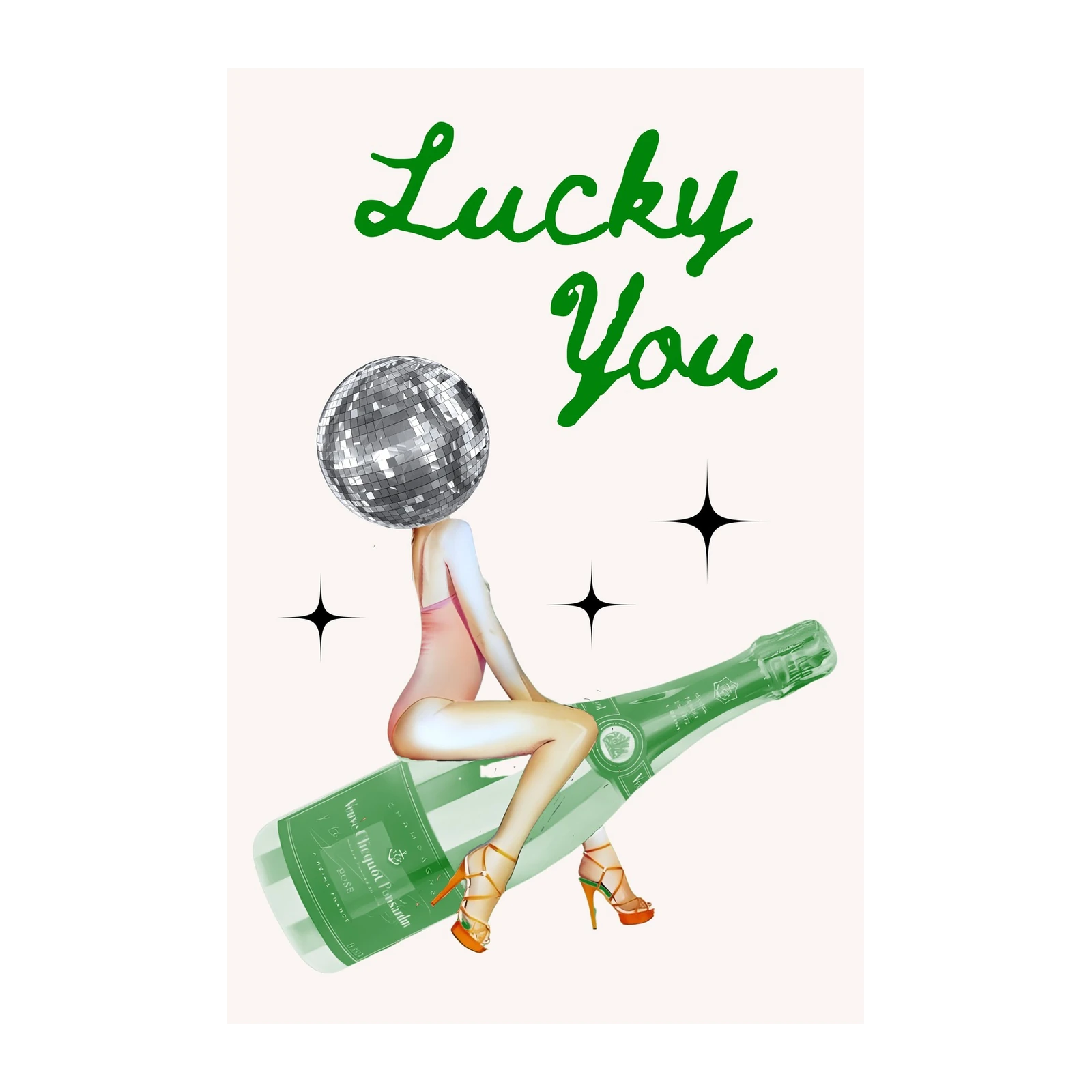 Lucky You Disco Ball Champagne Wall Art