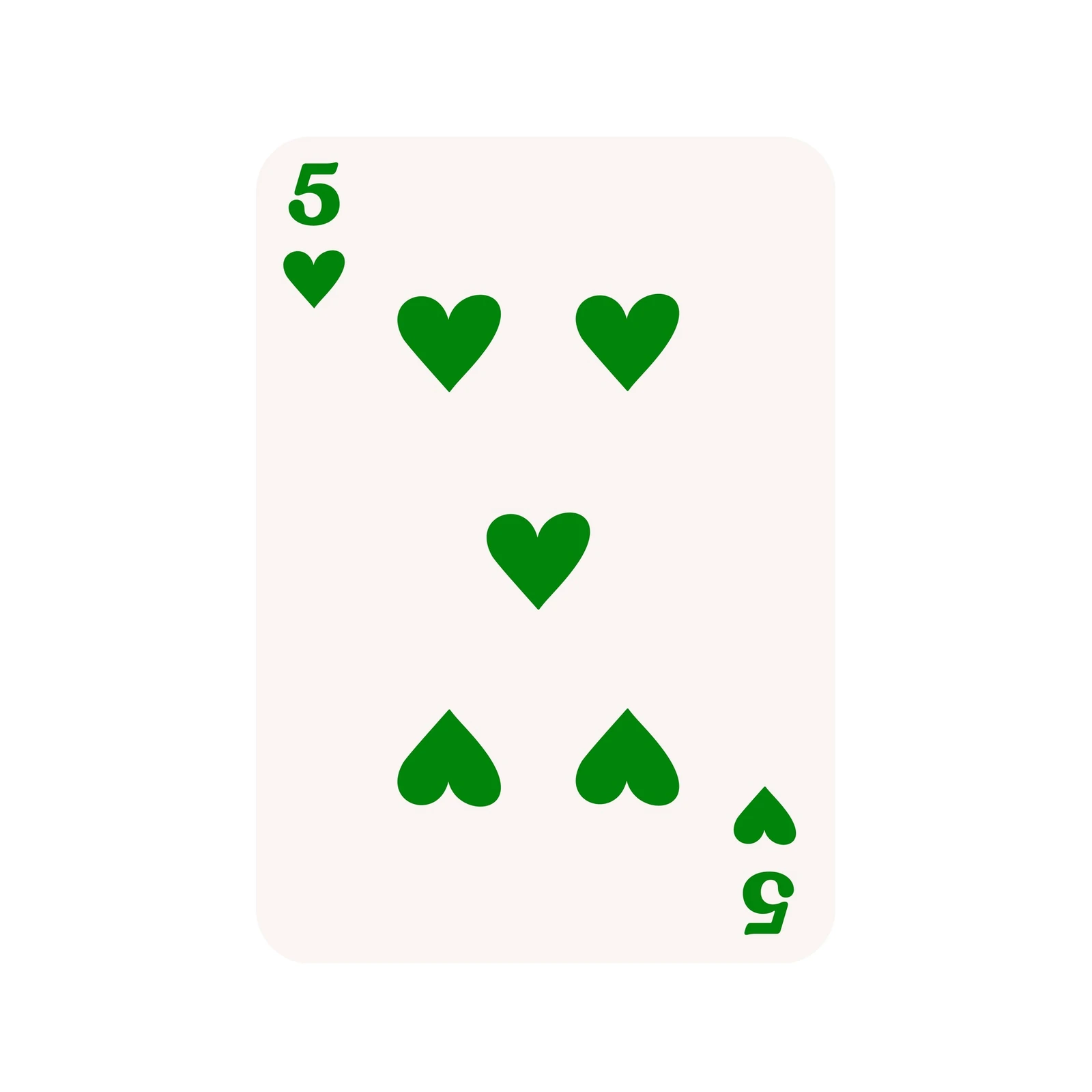 Five of Hearts Green Playing Card Wall Art
