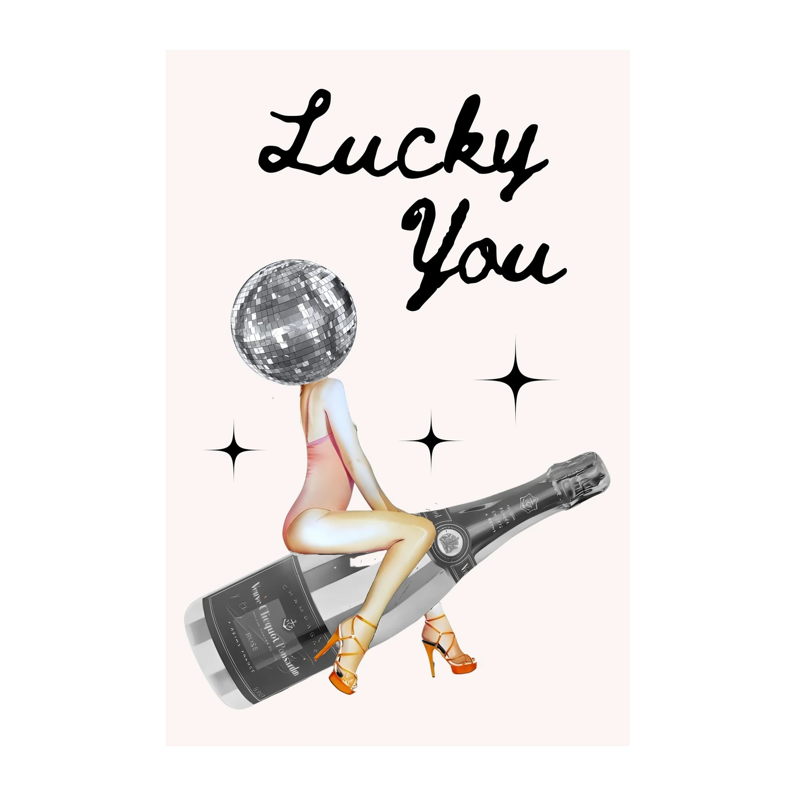 Glamorous Disco Head Champagne Glam Wall Art