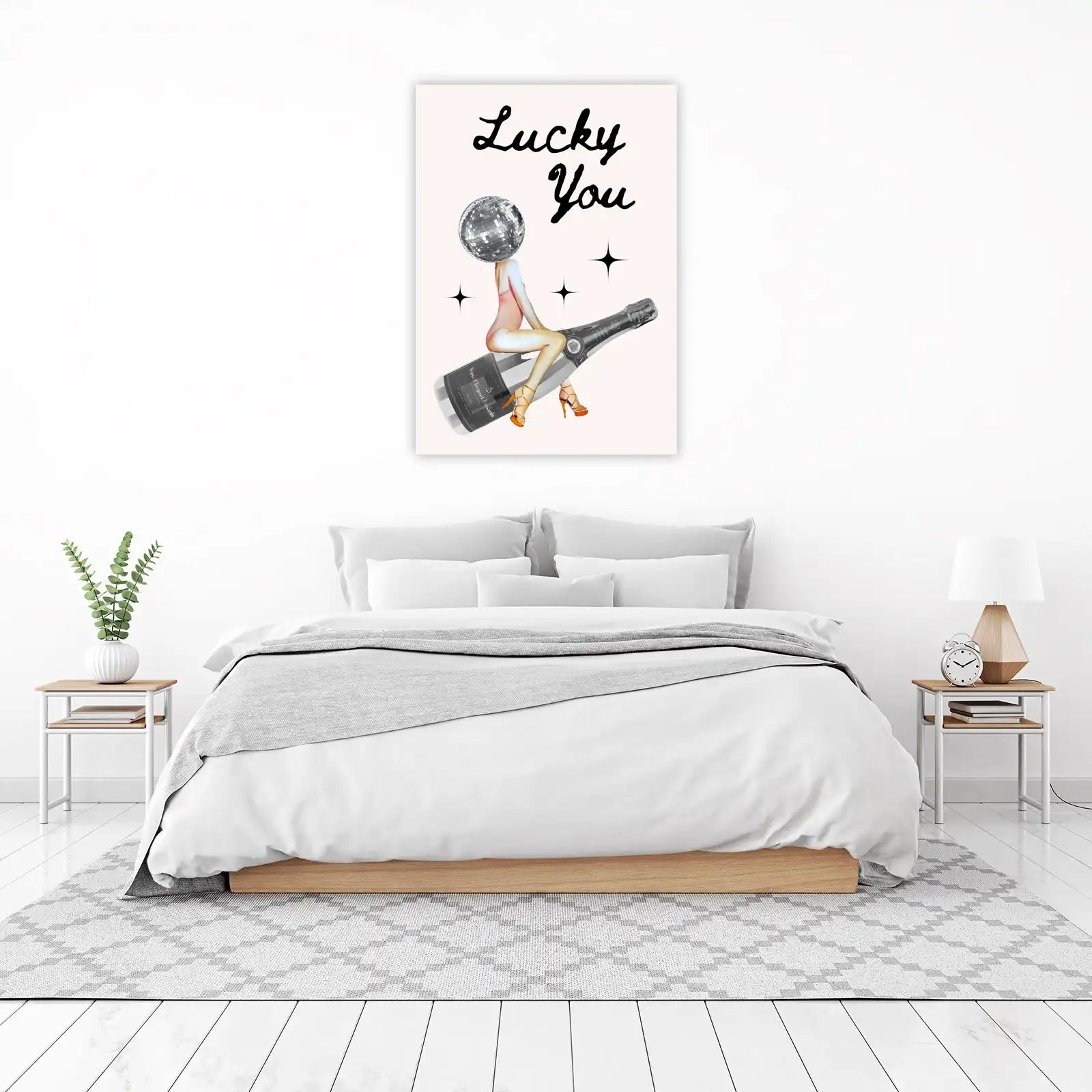 Glamorous Disco Head Champagne Glam Wall Art