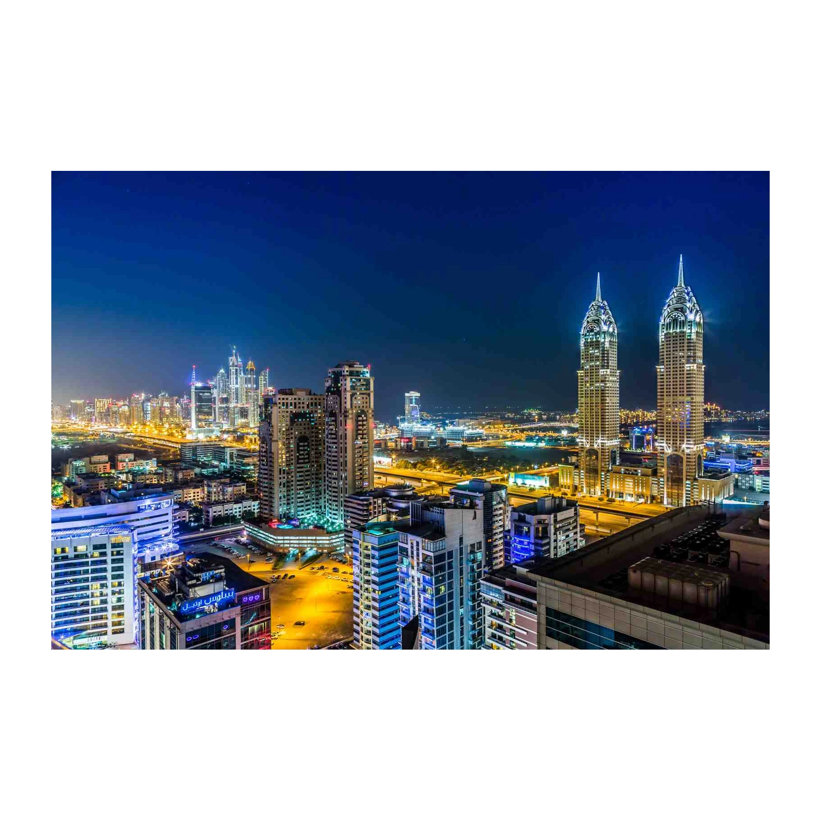 Dubai Skyline Night Cityscape Wall Art