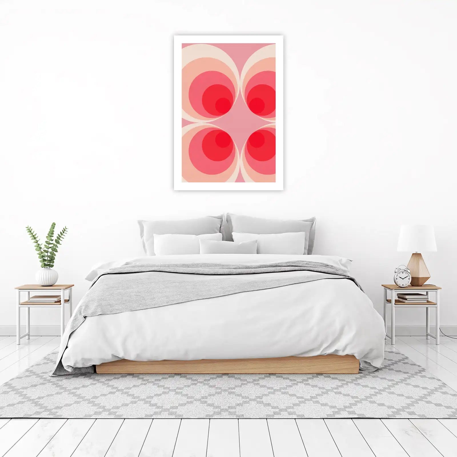 Retro Circles Pink & Red Abstract Wall Art