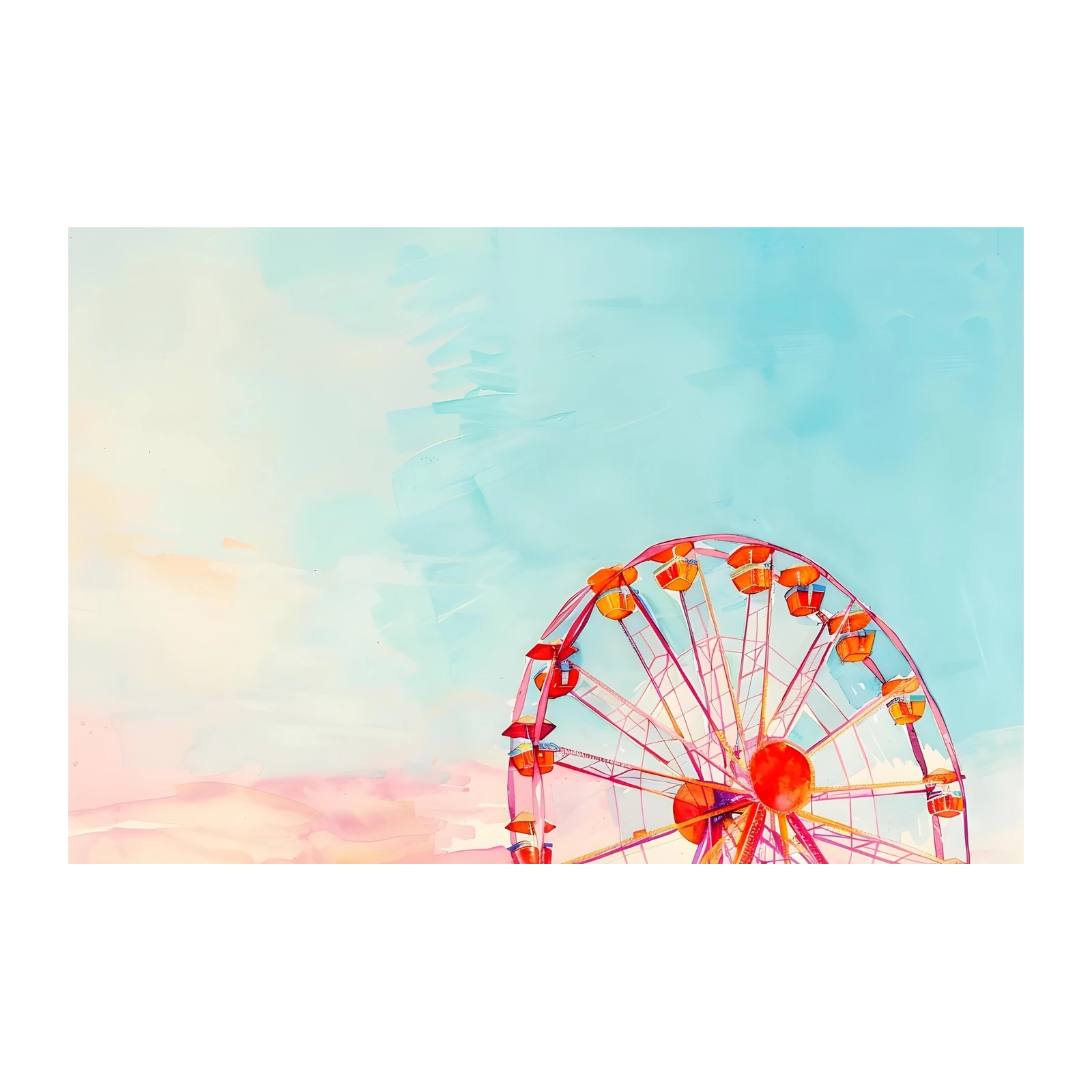 Dreamy Ferris Wheel Watercolor Wall Art